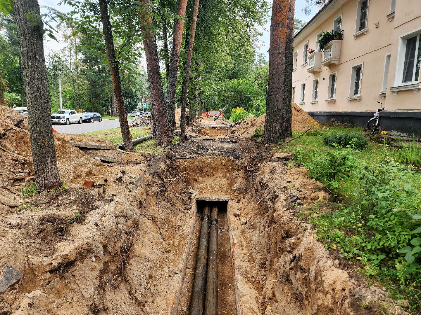 дубна, жкх, замена труб,институтская часть,