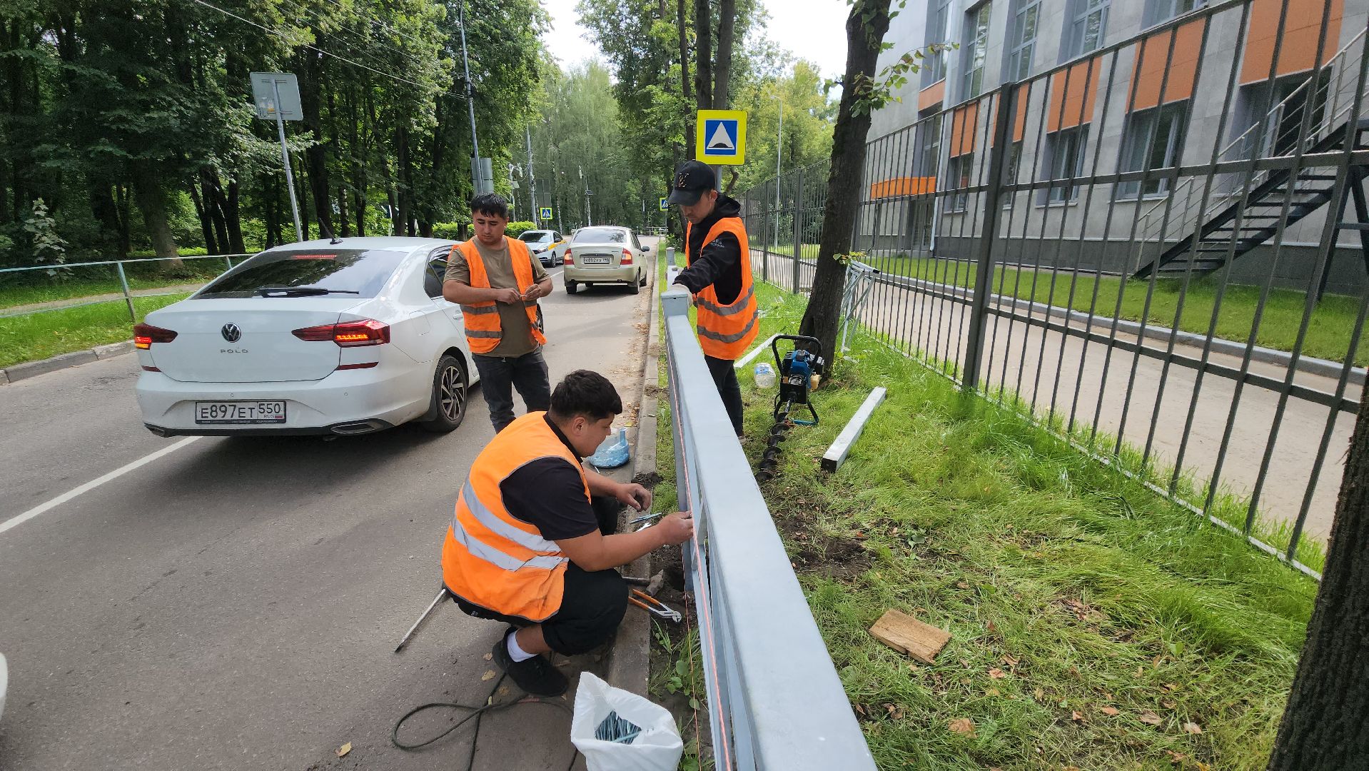 дорожные ограждения, пешеходный переход, Лобня , образовательные учреждения,