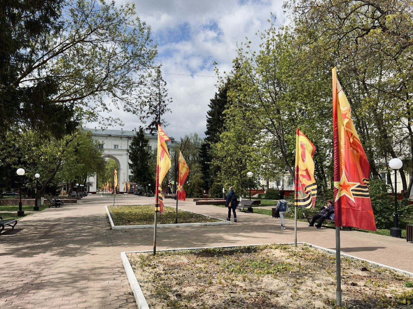 День Победы, город, Фрязино, флаги