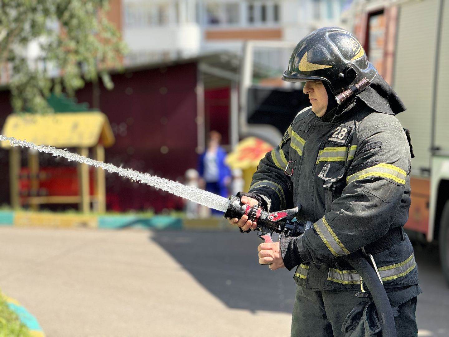 пожарные учения , детский сад колобок , ленинский городской округ, мчс, дети,
