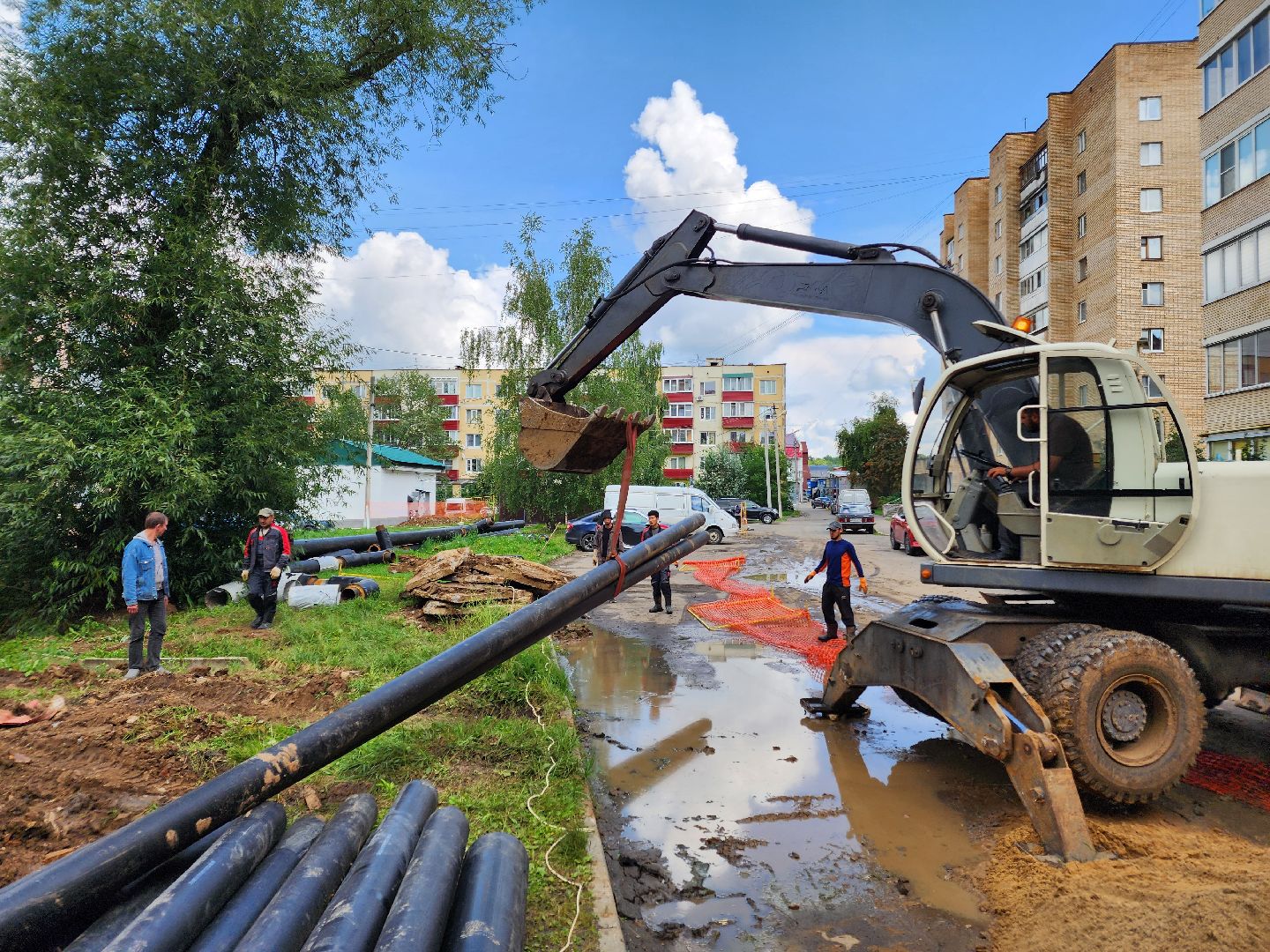 чехов, вишневый бульвар, капремонт теплотрассы, замена труб отопления и ГВС, подготовка к отопительному сезону, уникальная изоляция труб, госпрограмма московской области, развитие инженерной инфраструктуры,губернатор подмосковья,