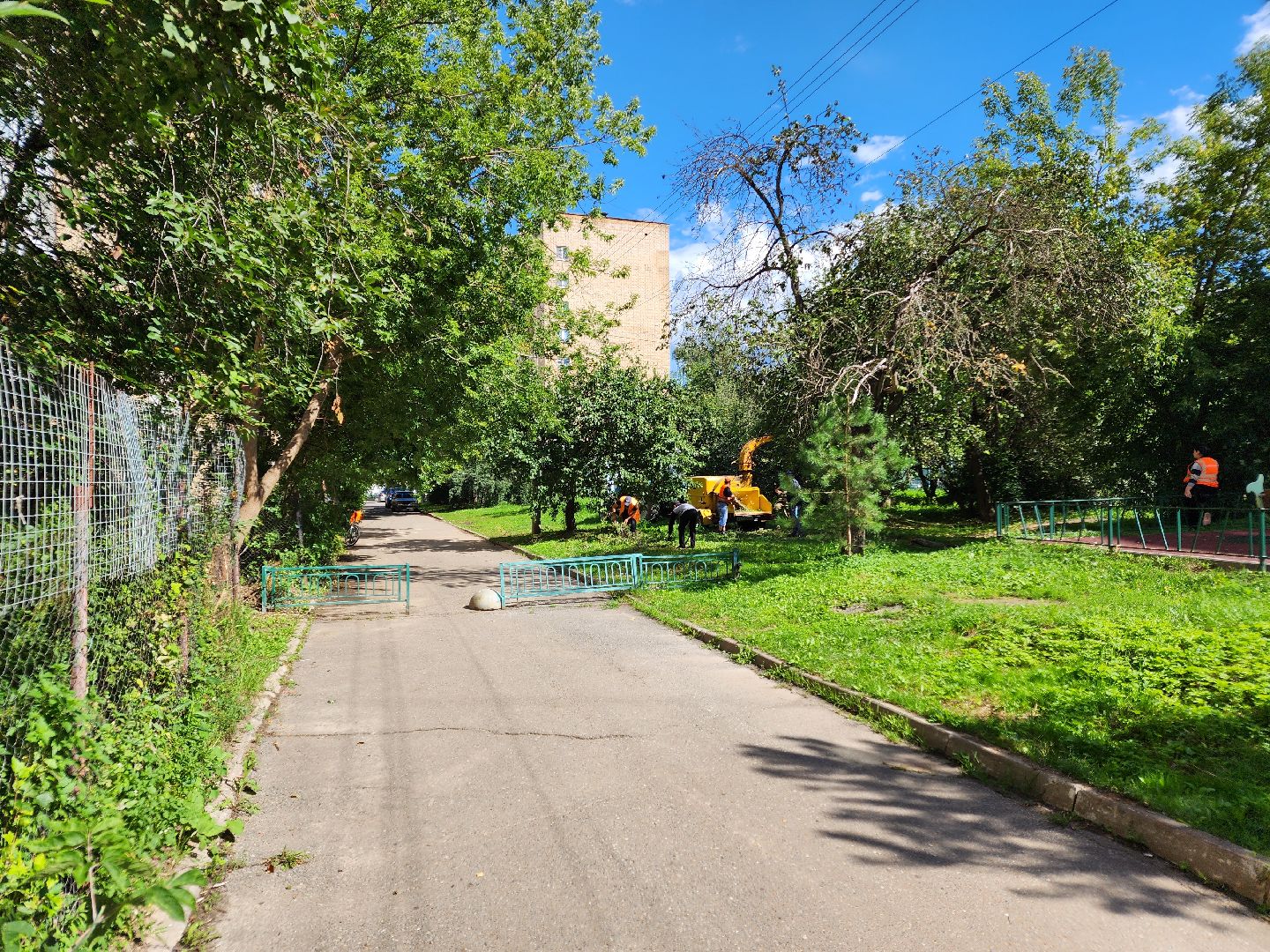 чехов, улица чехова, содержание двора, опиловка деревьев, измельчение веток, удаление аварийных деревьев, удаление сухостоя, уборка придомовой территории, заявки жителей, портал добродел, мбу чеховское благоустройство,
