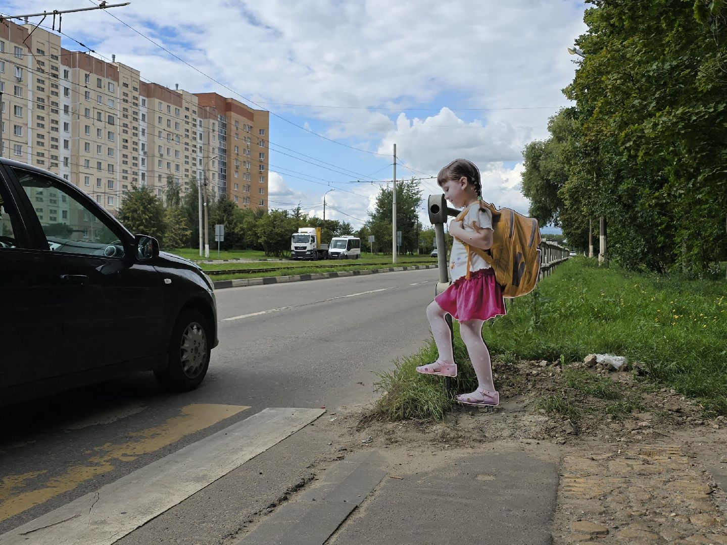 Коломна,пешеходный переход, макеты школьников, подготовка к 1 сентября,