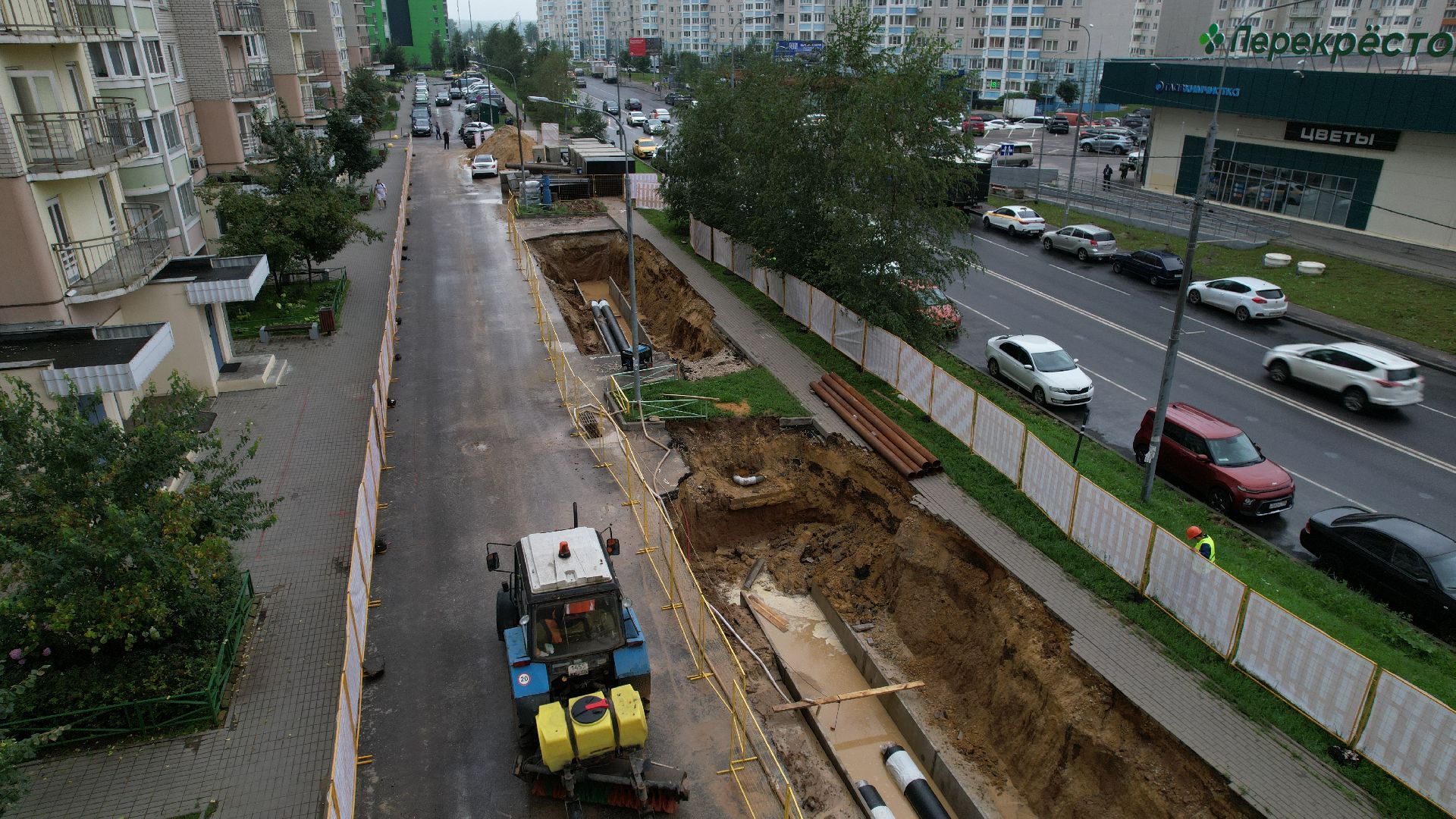 видео с коптера, модернизация теплосетей, теплосети видное,