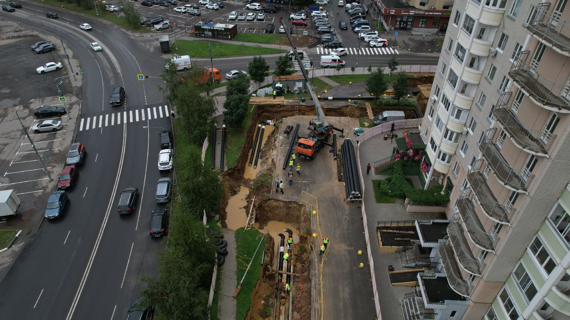 видео с коптера, модернизация теплосетей, теплосети видное,