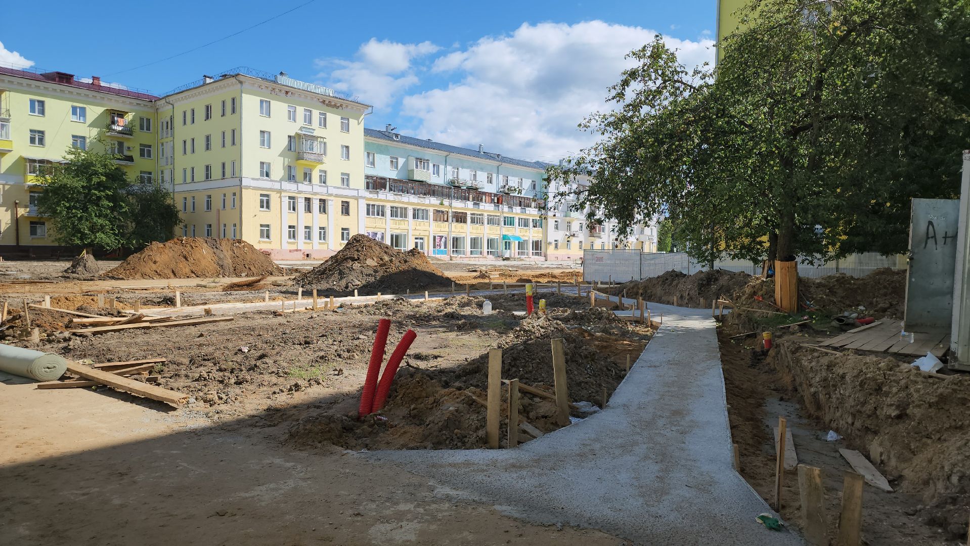 ступино, проспект победы, благоустройство, пешеходная зона, комфортная городская среда, тротуары, земляные работы,