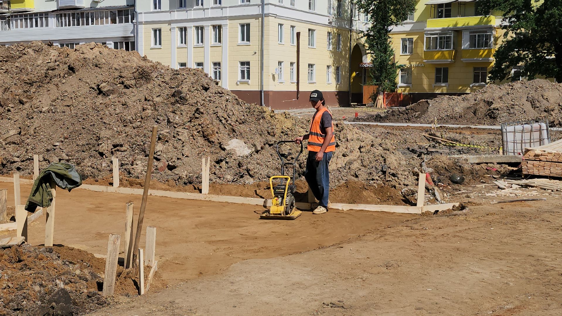 ступино, проспект победы, благоустройство, пешеходная зона, комфортная городская среда, тротуары, земляные работы,