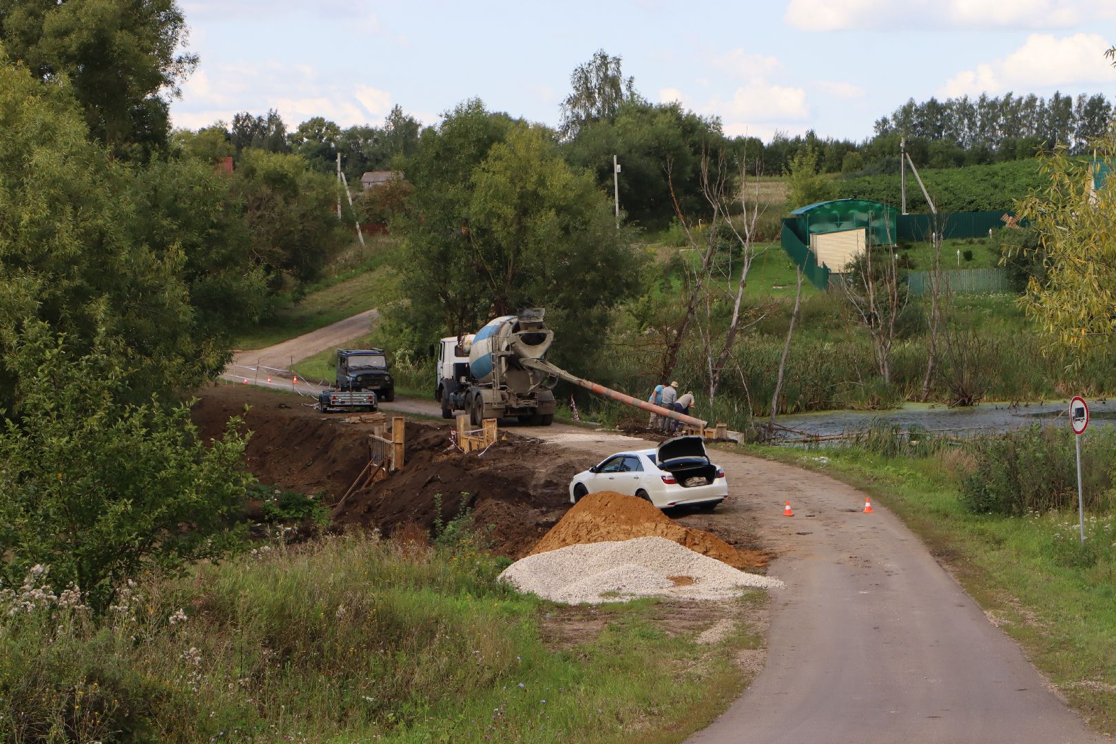 серебряные пруды, подхожее, ремонт плотины,