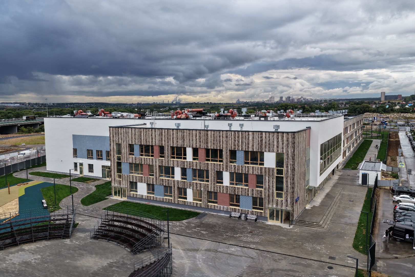 видео с коптера, школа в жк приображенский парк, новая школа домодедово,