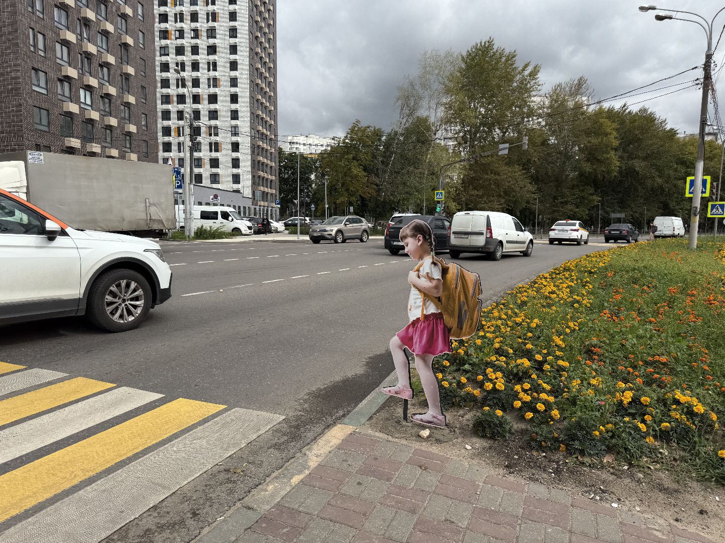 котельники, муляжи детей, пешеходный переход, школьники, 1 сентября,