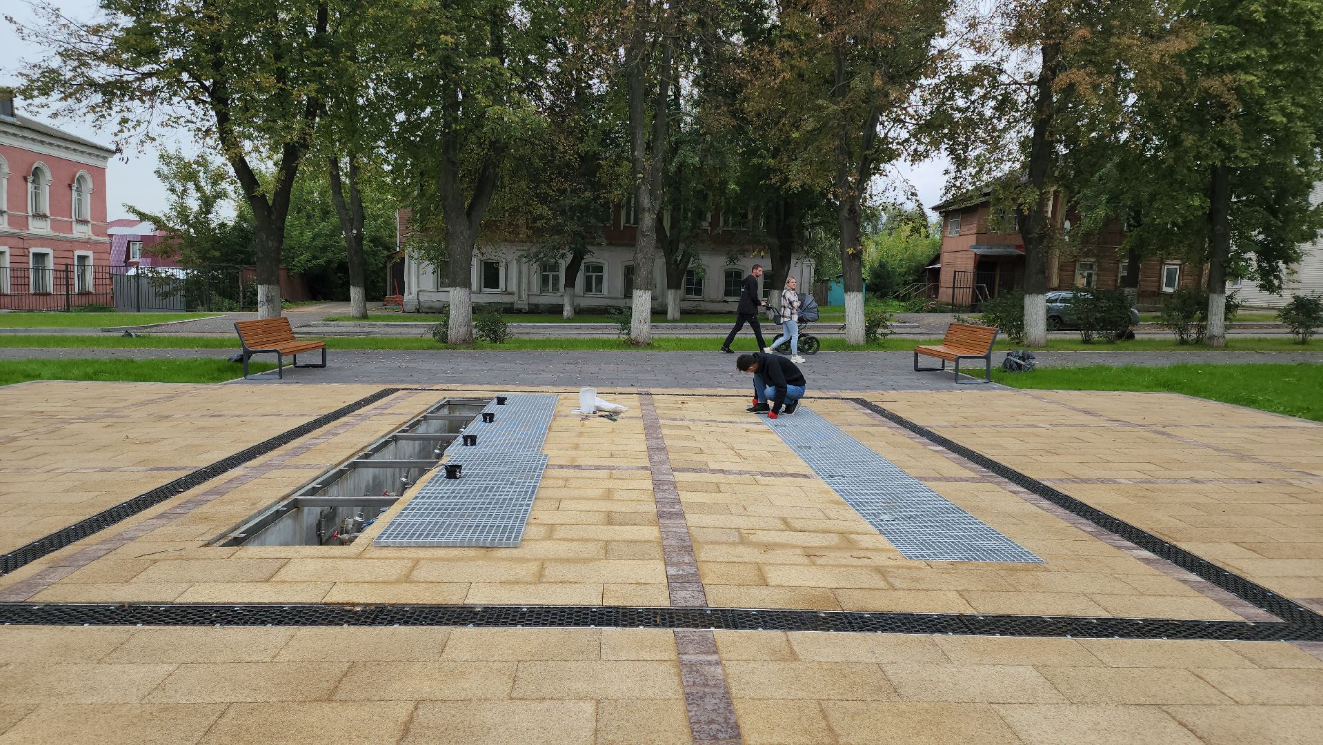 кашира, сухой фонтан, благоустройство, сквер пушкина, комфортная городская среда, пуско-наладочные работы,