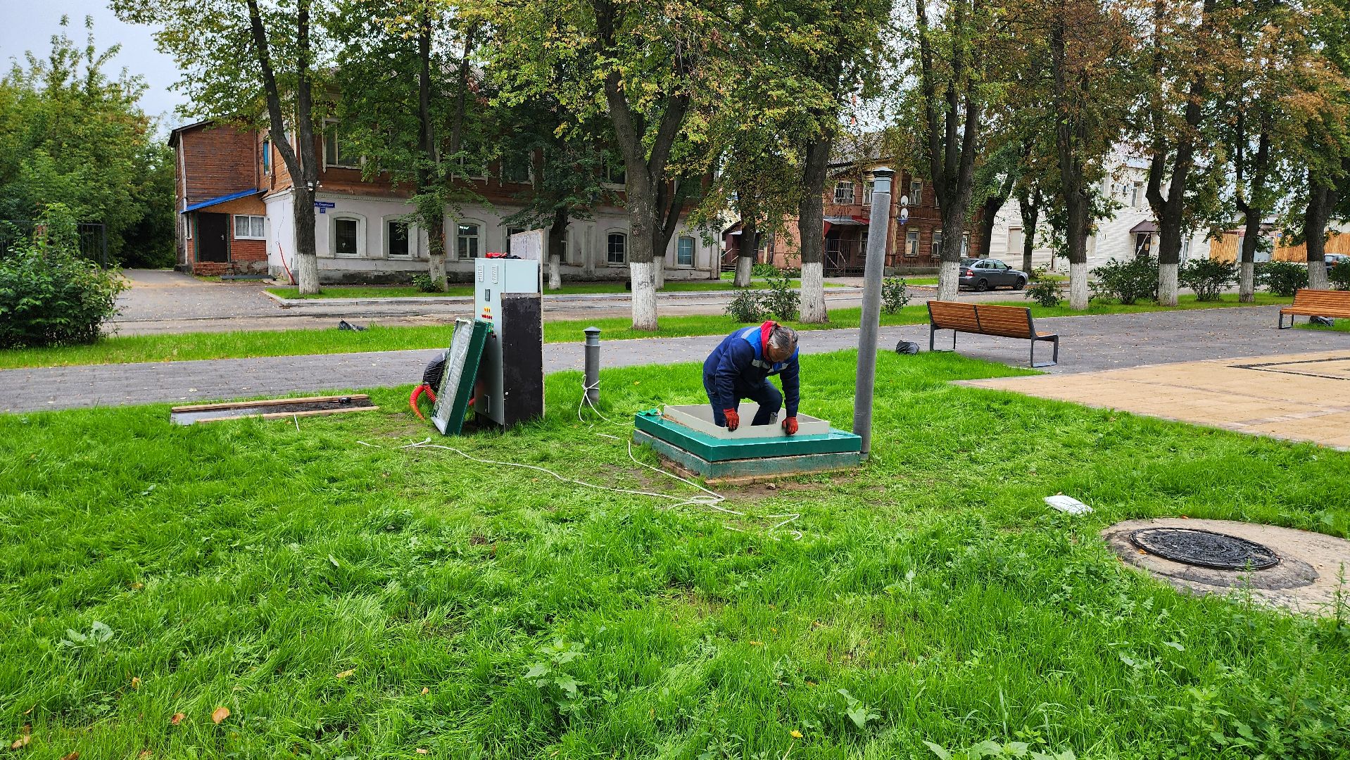 кашира, сухой фонтан, благоустройство, сквер пушкина, комфортная городская среда, пуско-наладочные работы,