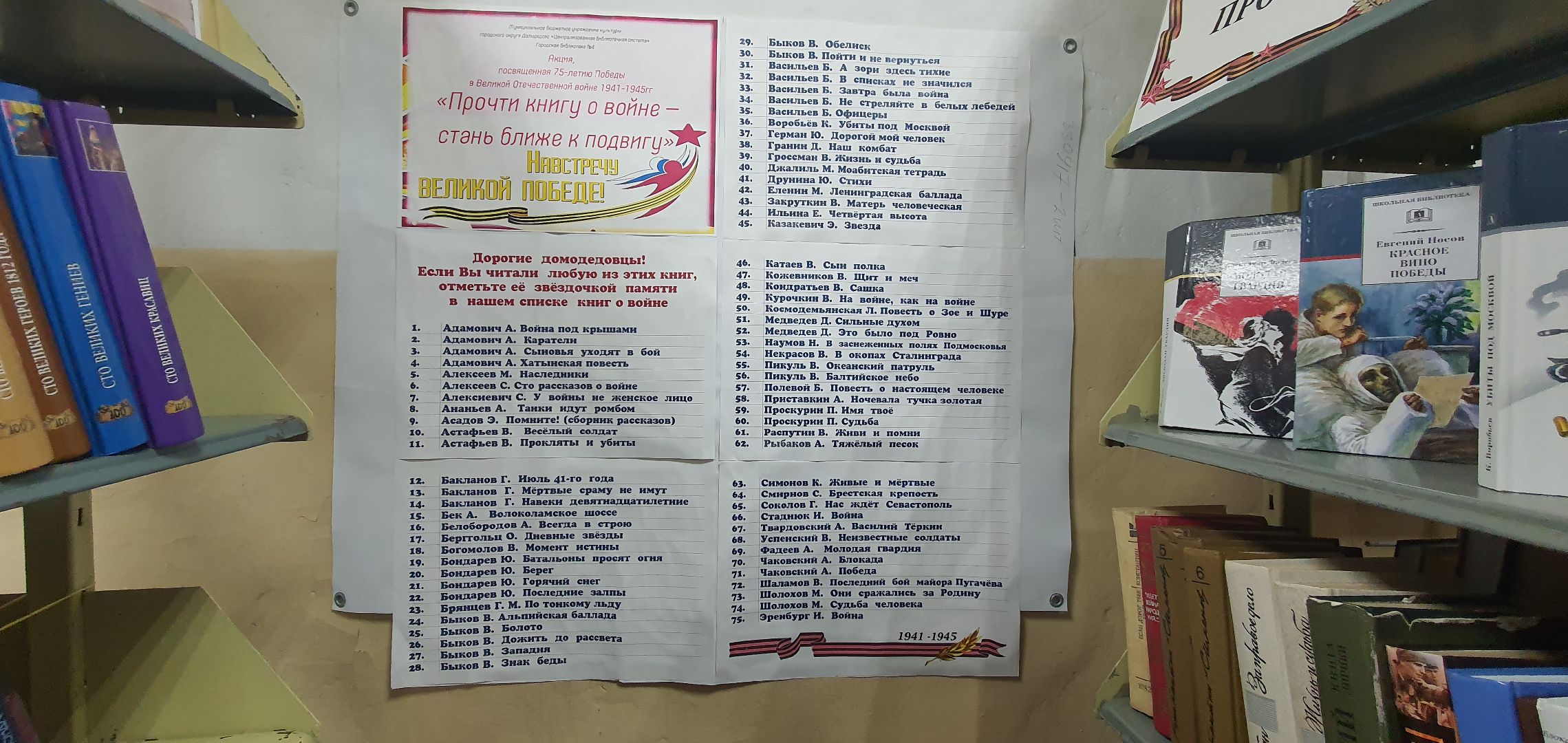Библиотека, книги о героях ВОВ, Домодедово