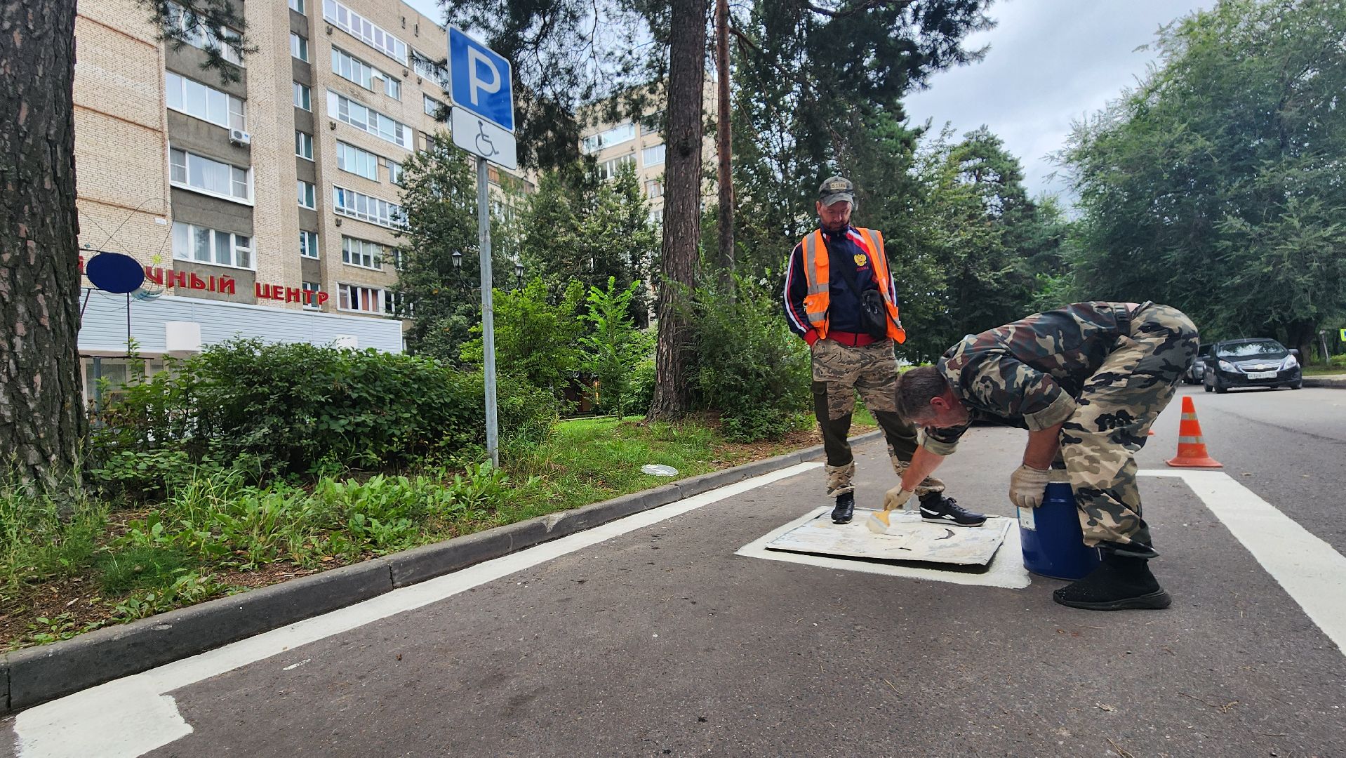 дорожная разметка, протвино, места для инвалидов,