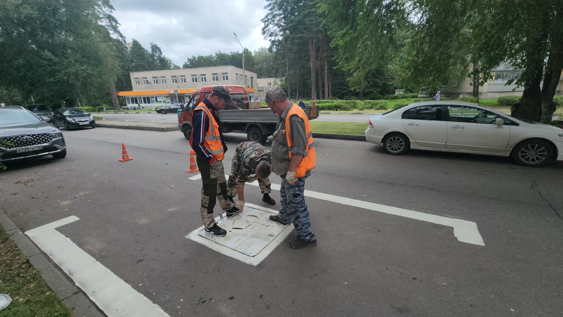 дорожная разметка, протвино, места для инвалидов,