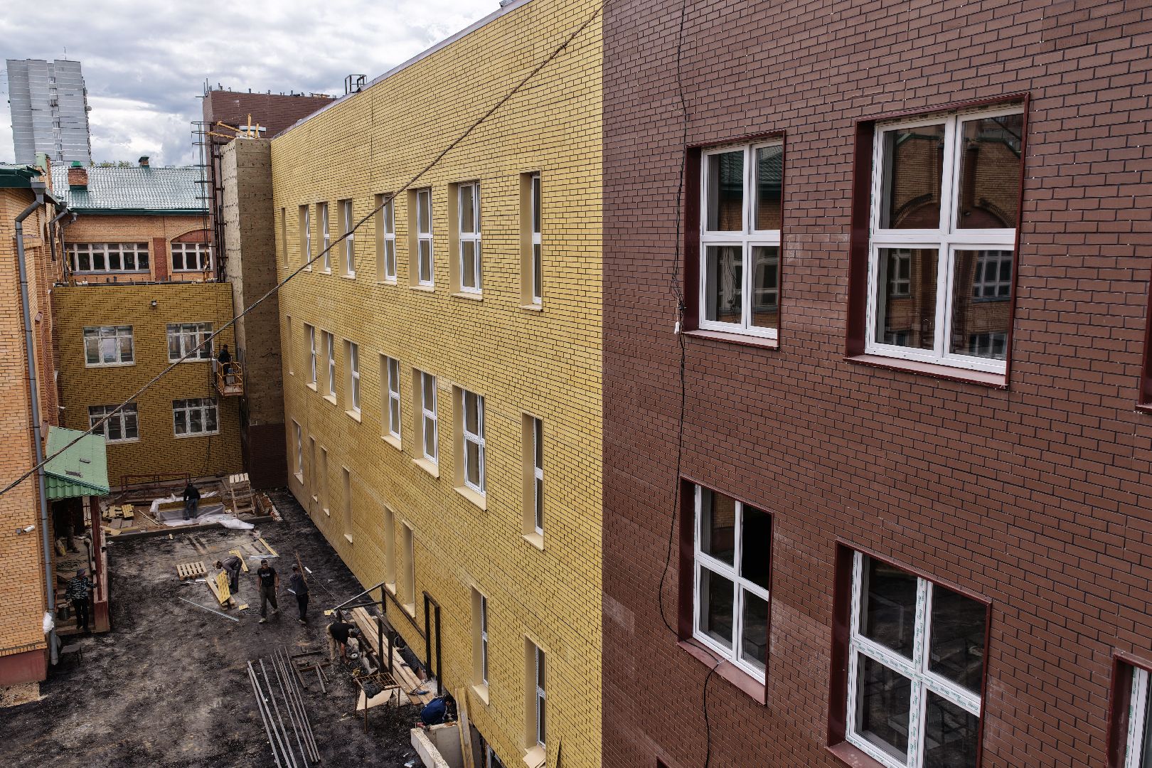 видео с коптера, школа 29 имени забродина, новый корпус школы в подольске,