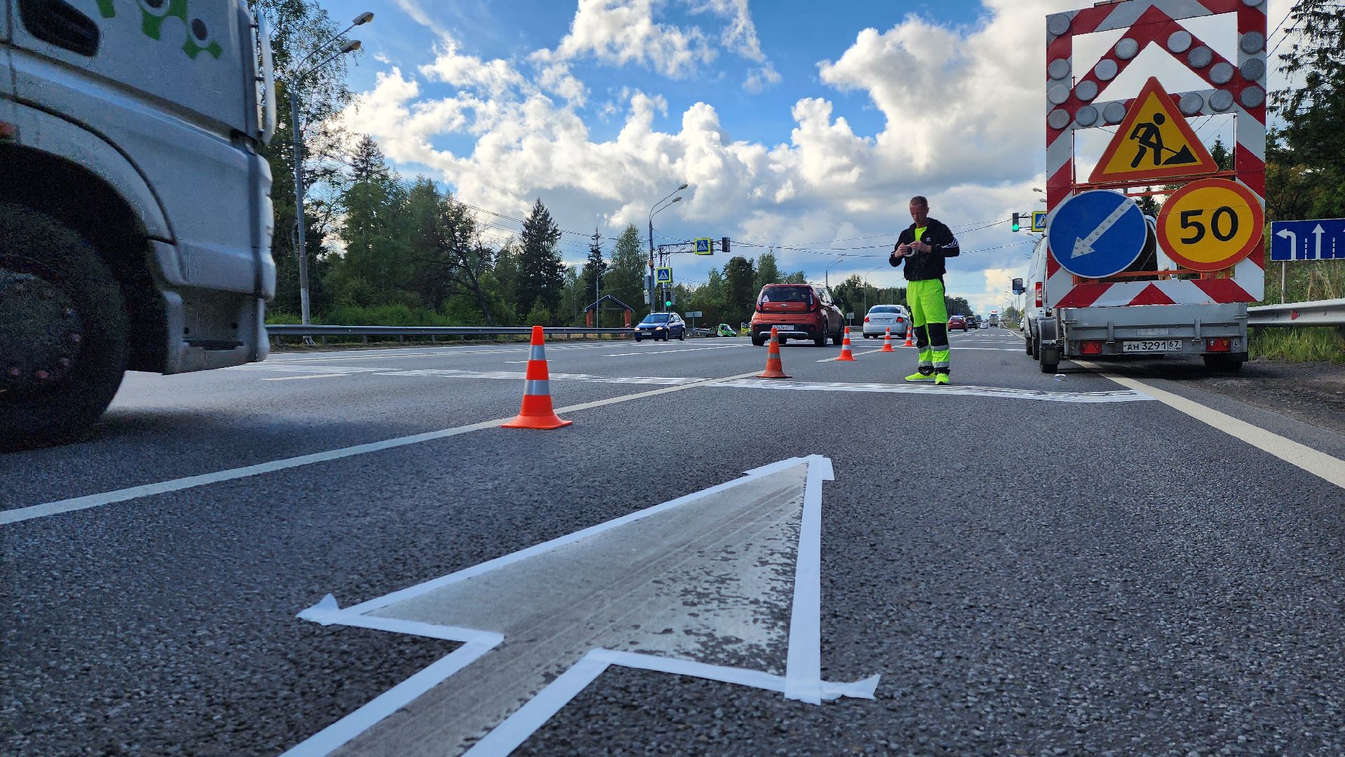 солнечногорск, ленинградское шоссе, дорожная разметка, дороги,