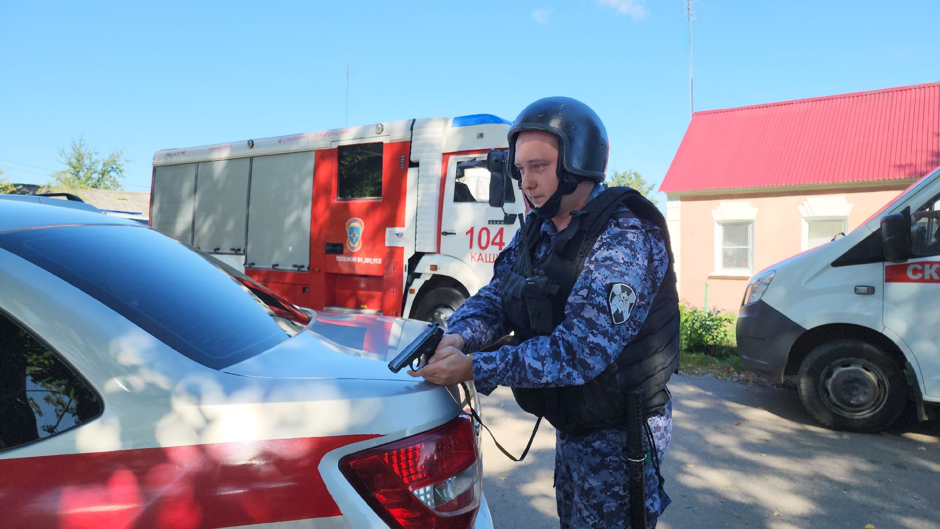 кашира, школа 9, учения, полиция, росгвардия, антитеррористическая безопасность, безопаность, скорая помощь, мособлпожспас,