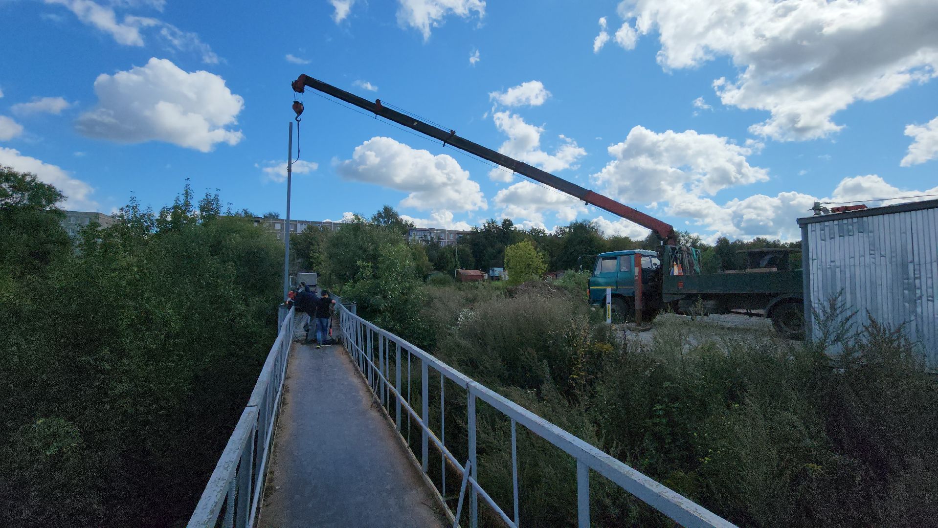 кашира, микрорайон, пешеходный мост, фонари, освещение, школа,
