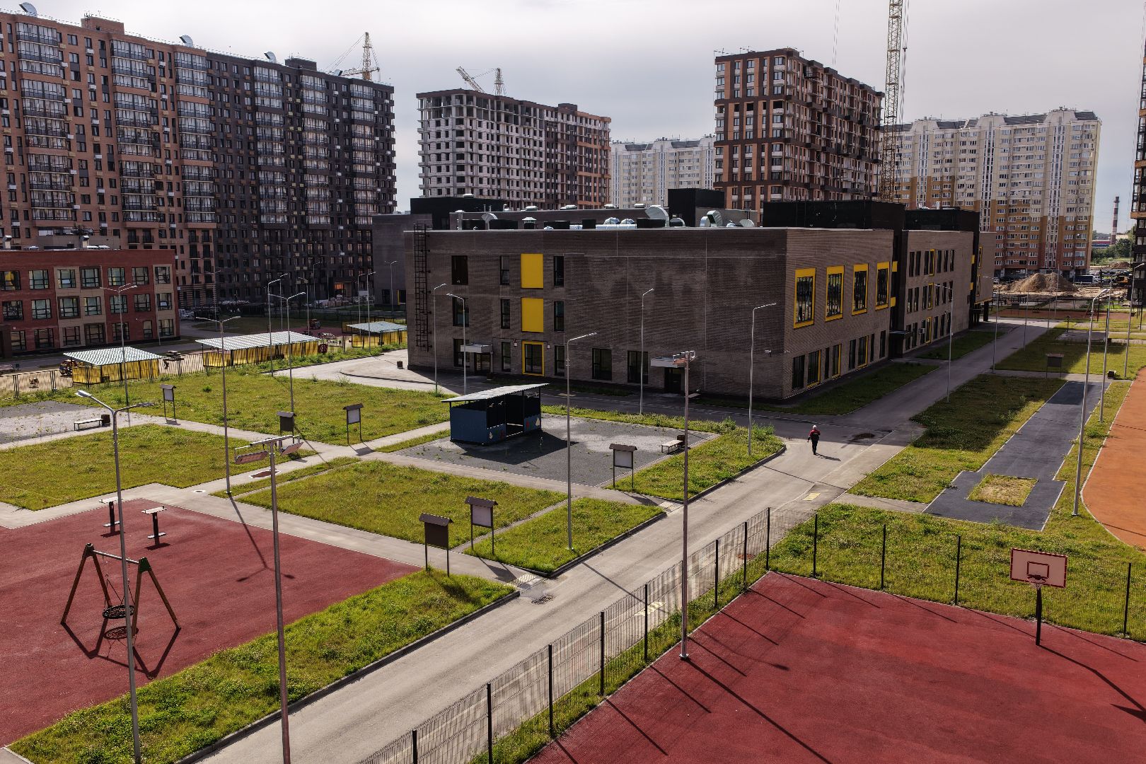 видео с коптера, новая школа в балашихе, школа в жк героев,