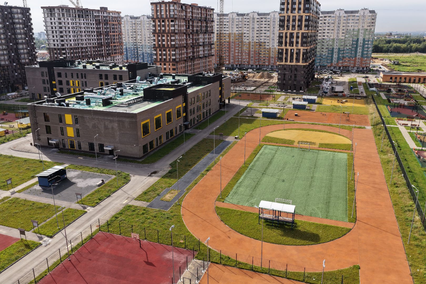 видео с коптера, новая школа в балашихе, школа в жк героев,