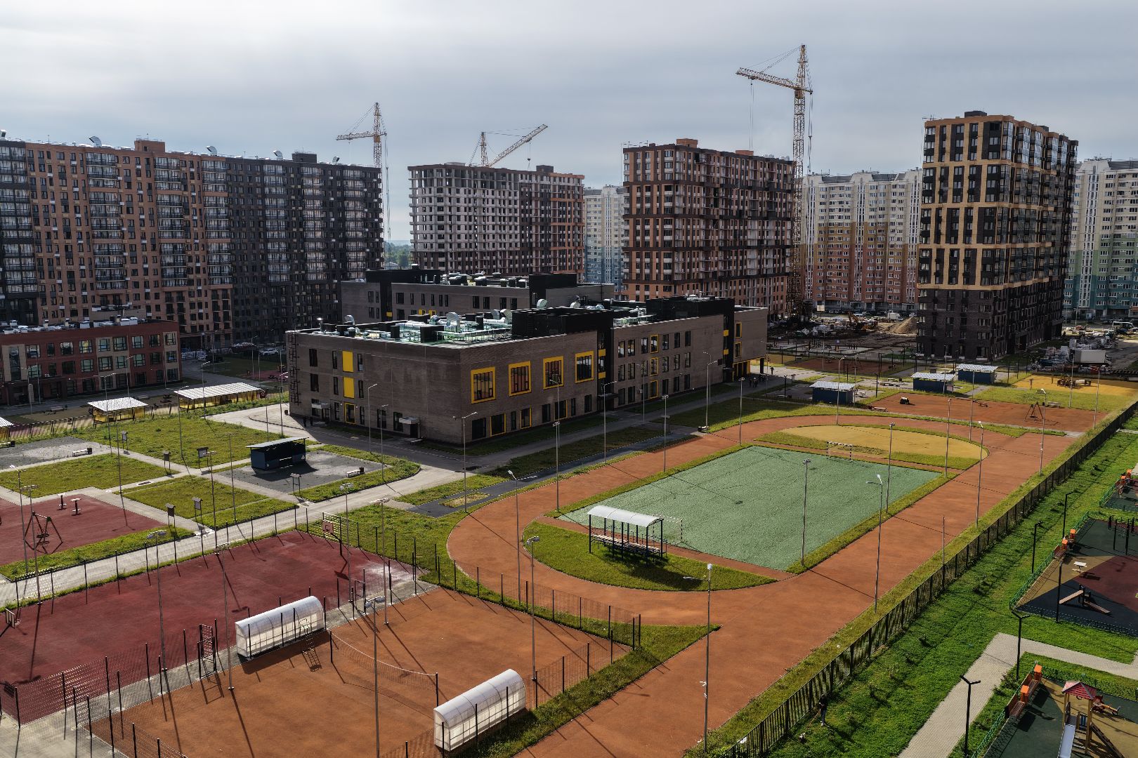 видео с коптера, новая школа в балашихе, школа в жк героев,