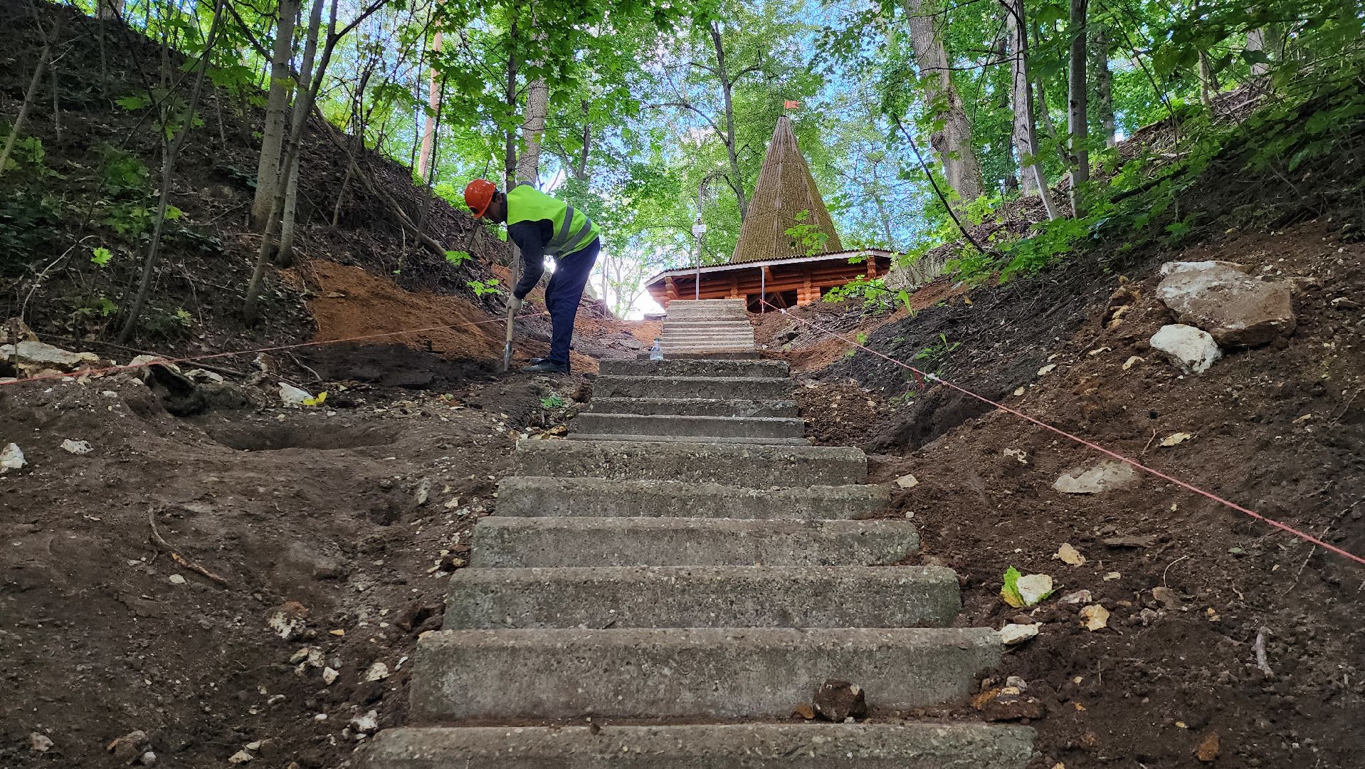 руза, парк городок, ремонт лестницы , благоустройство,