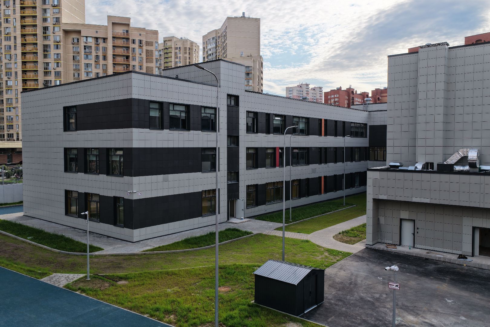 видео с коптера, школа пушкино, новая школа в жк новое пушкино,