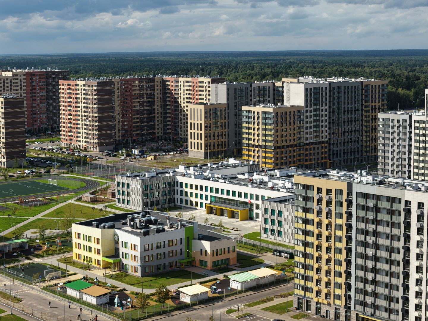 видео с коптера, школа пушкино, новая школа в жк новое пушкино,