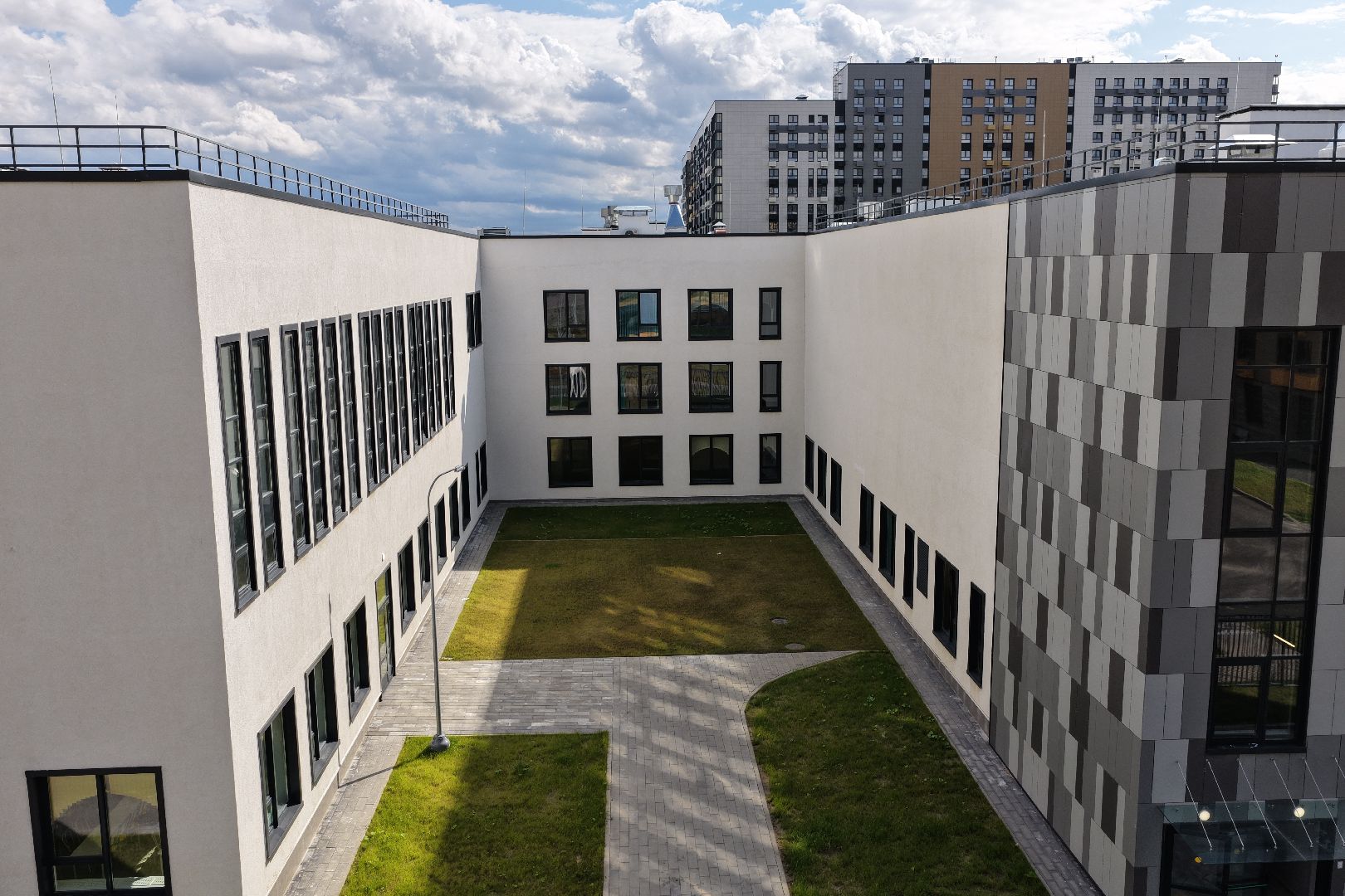 видео с коптера, школа пушкино, новая школа в жк новое пушкино,