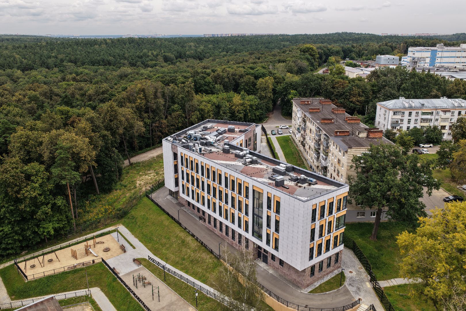 видео с коптера, новая школа в лыткарине,