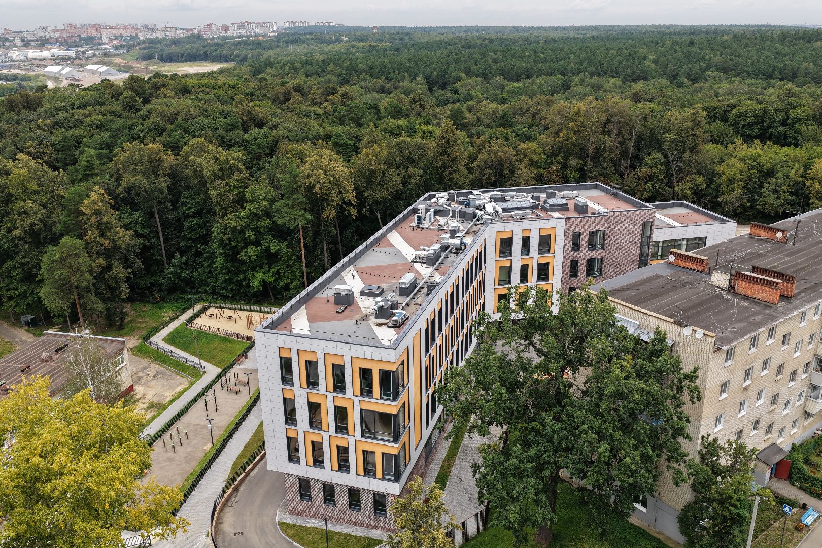 видео с коптера, новая школа в лыткарине,