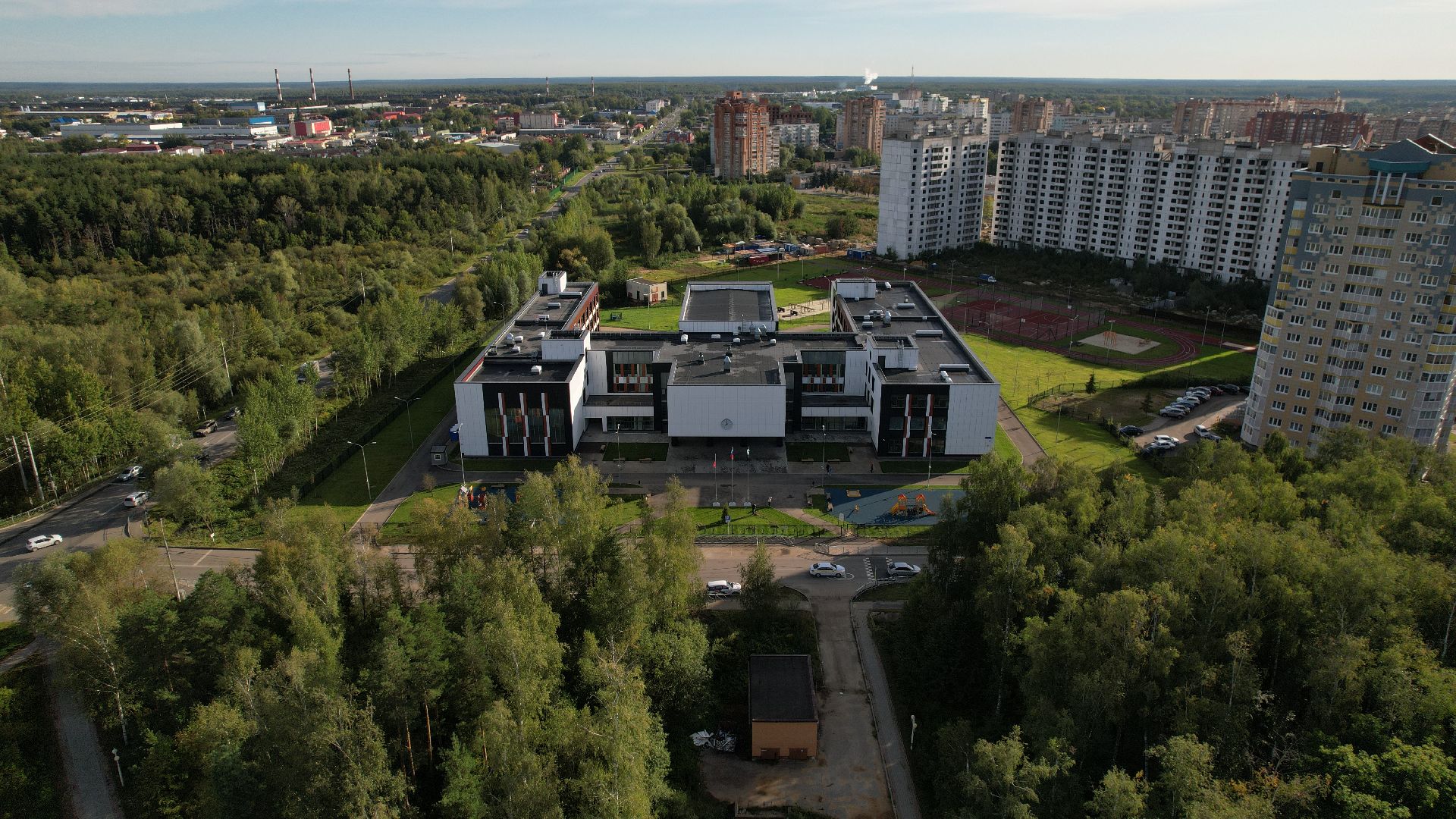 видео с коптера, новая школа в ступине,