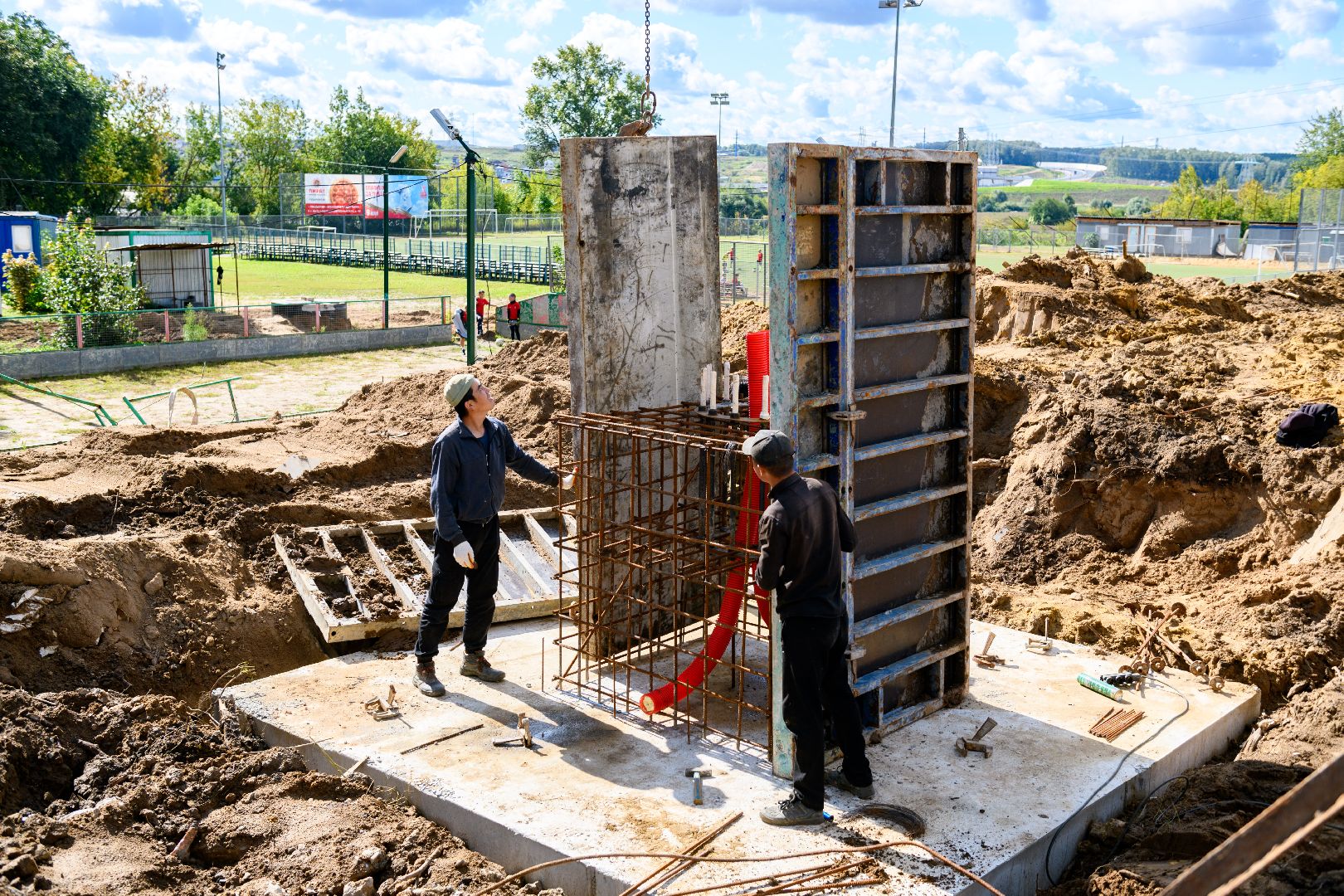 строительство,  стадион полет, лыткарино,спорт,