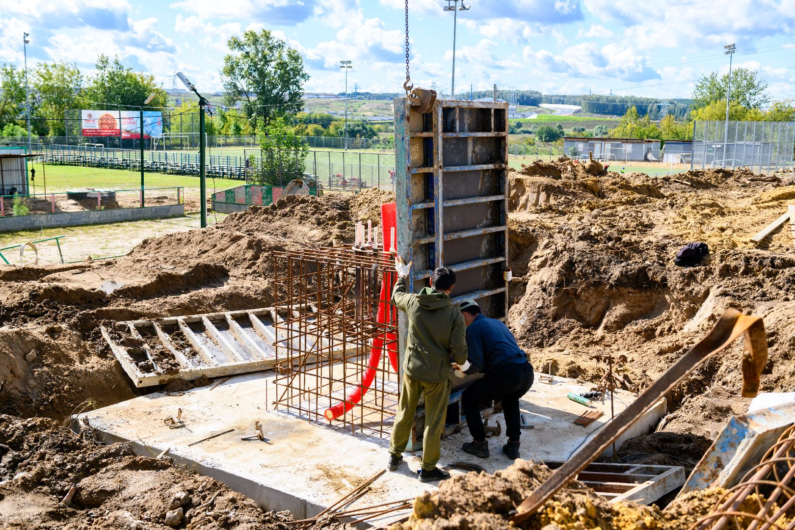 строительство,  стадион полет, лыткарино,спорт,