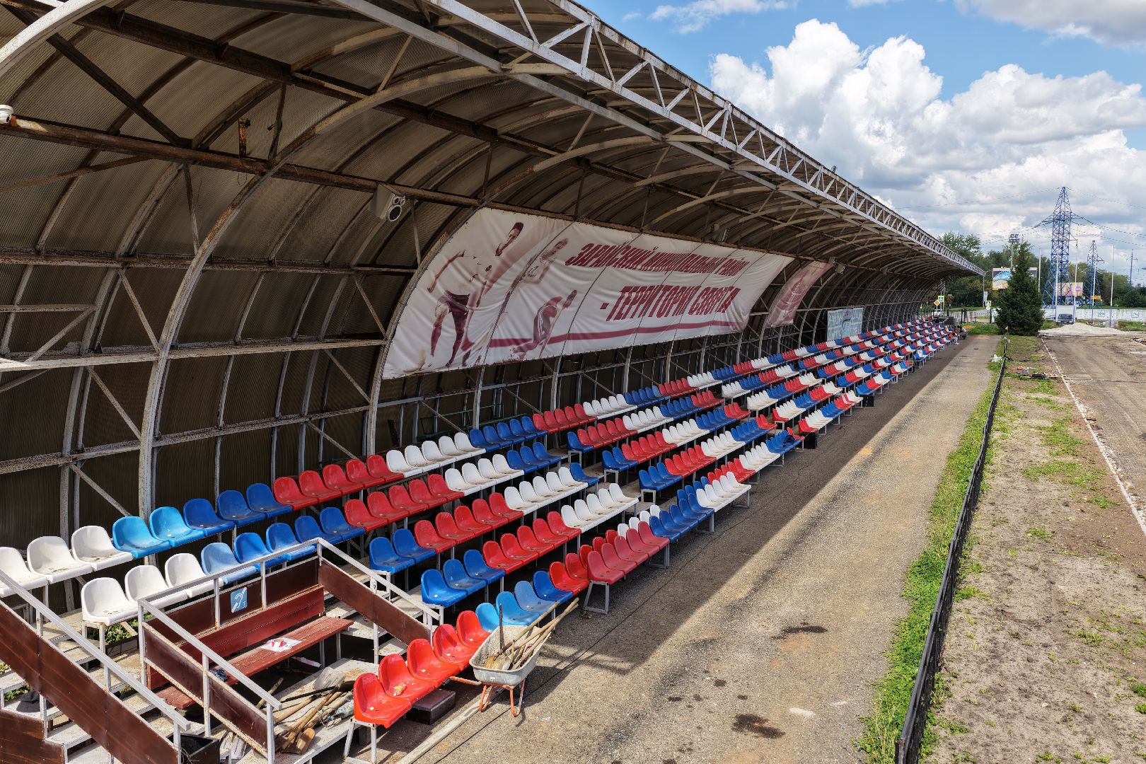 видео с коптера, ремонт стадиона в зарайске,