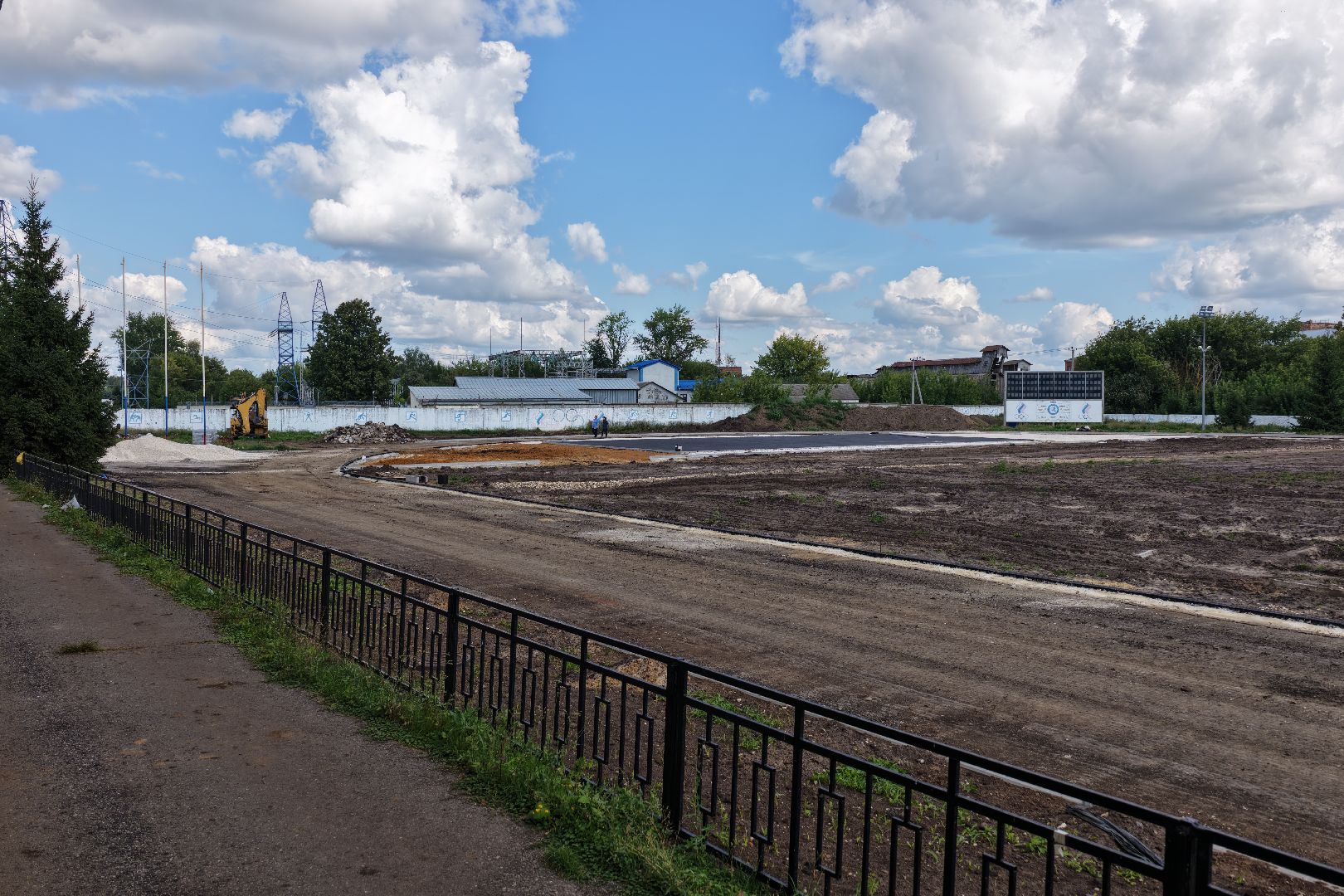 видео с коптера, ремонт стадиона в зарайске,