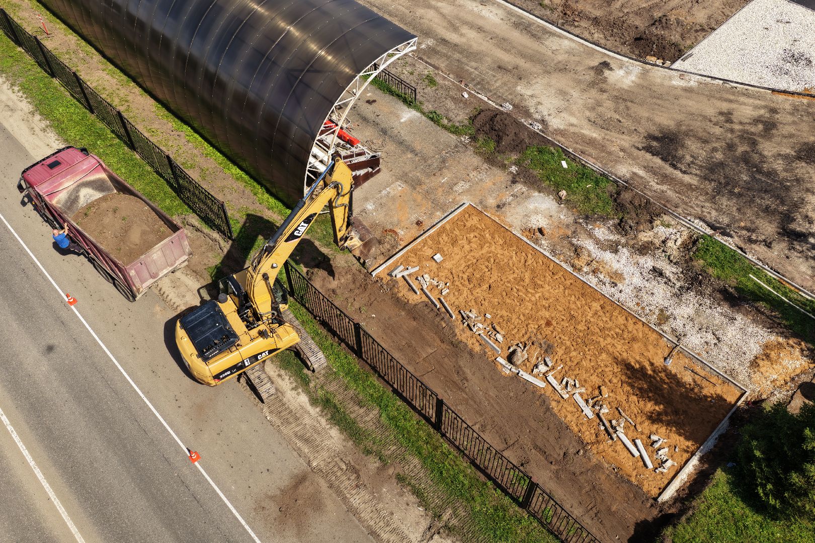 видео с коптера, ремонт стадиона в зарайске,