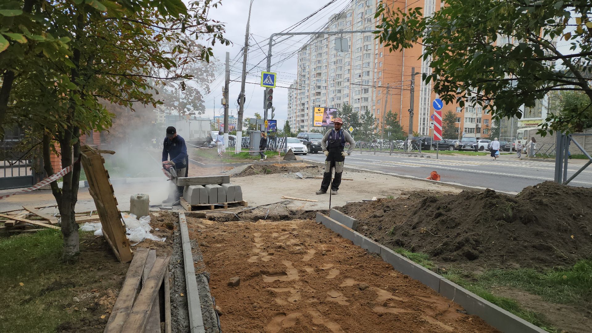благоустройство, дорожки, красногорск, бордюр,