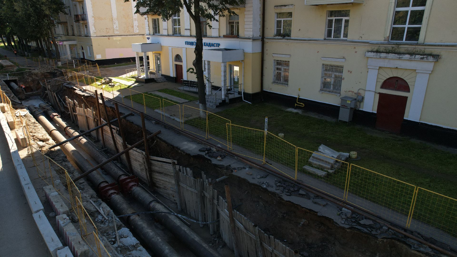 видео с коптера, ремонт теплосетей в ступине,