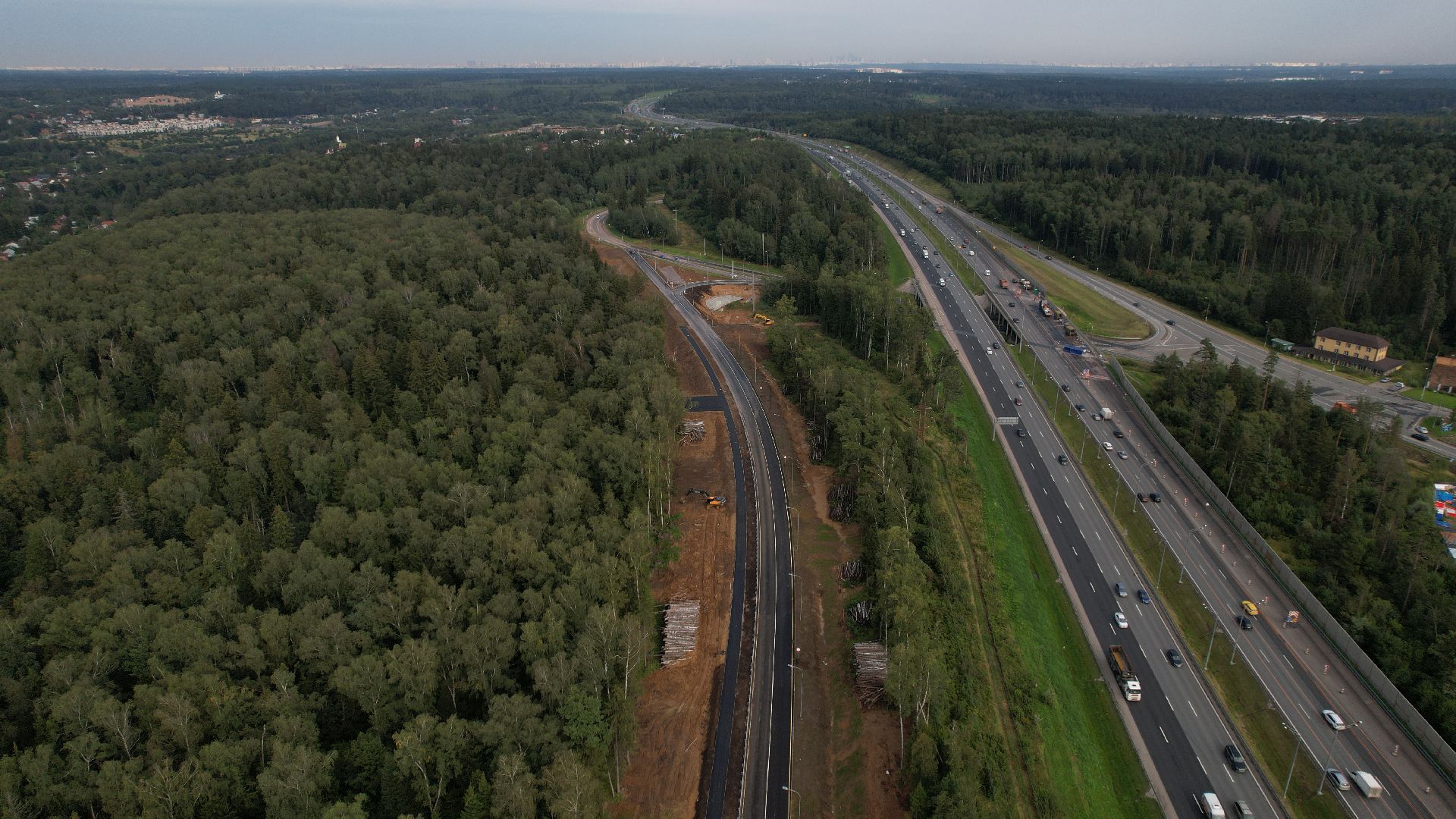 видео с коптера, дорога в павловской слободе, дороги подмосковья,