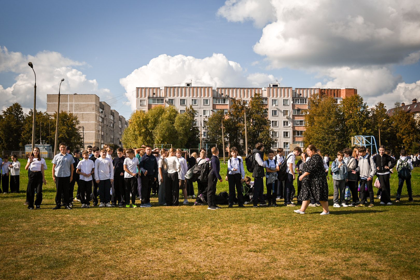 бронницы, пожарная безопасность, учебная пожарная тревога в школе, учебная пожарная эвакуация , дети,