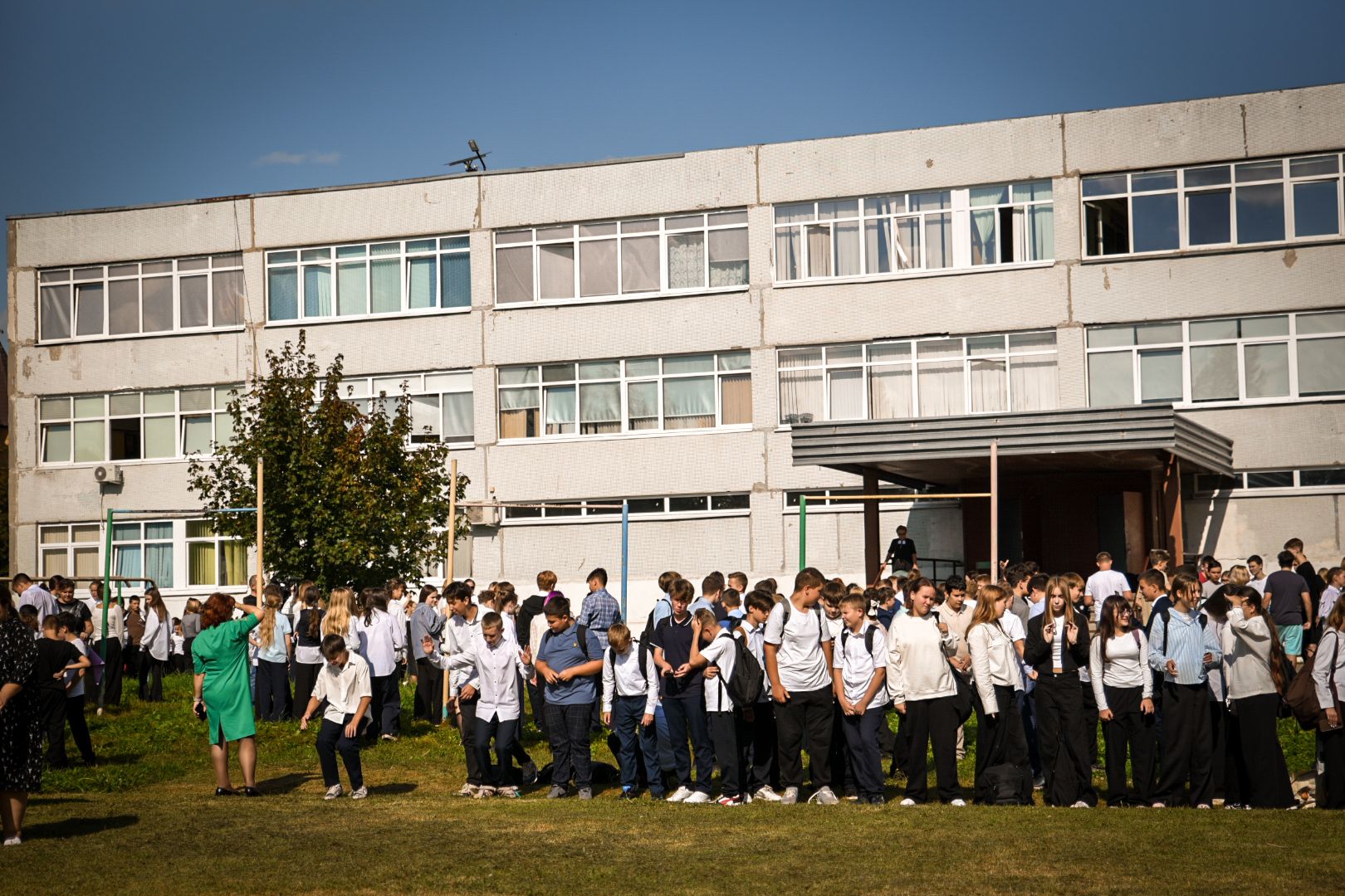 бронницы, пожарная безопасность, учебная пожарная тревога в школе, учебная пожарная эвакуация , дети,