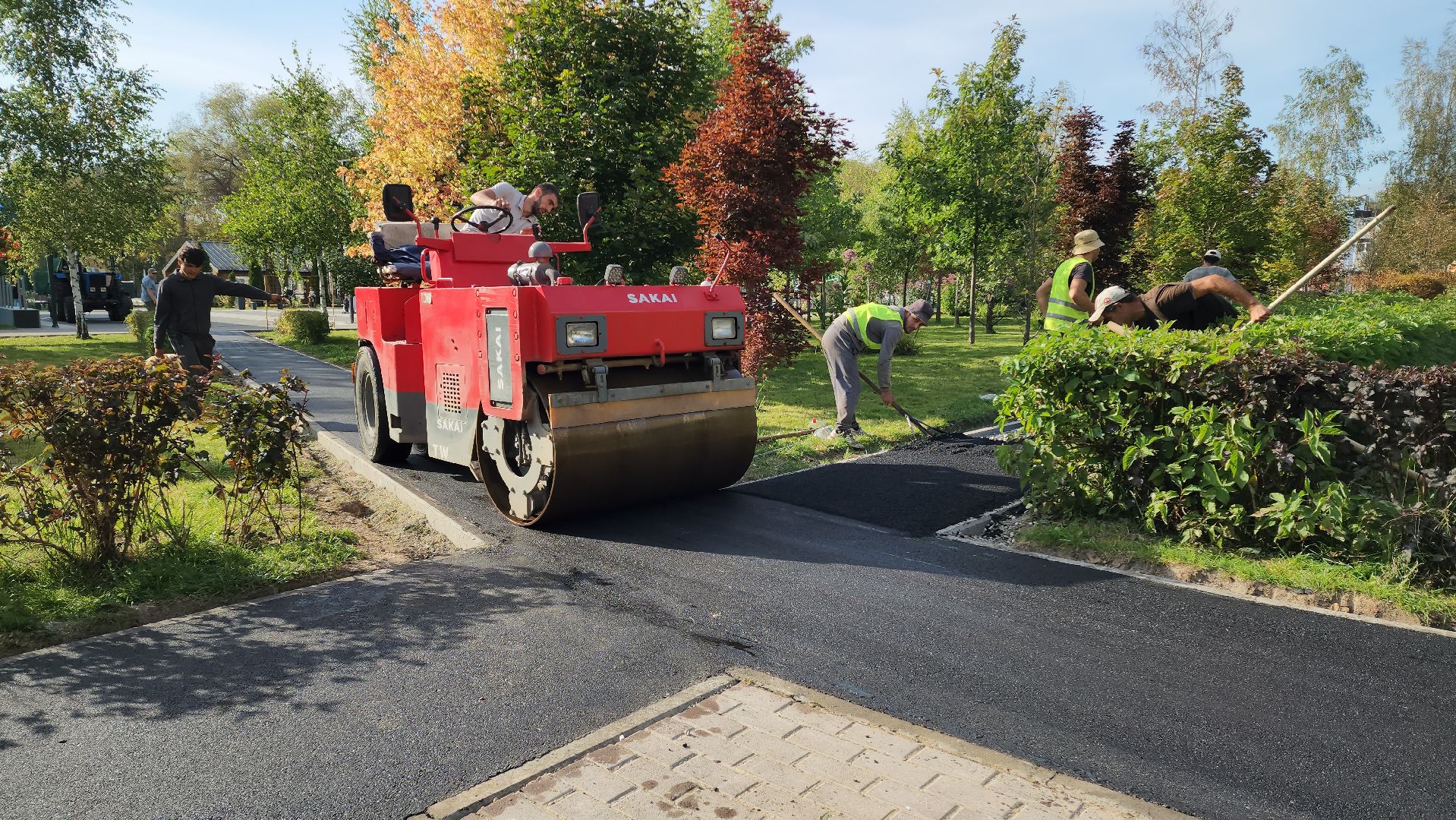 Асфальтирование , пешеходные дорожки и тропинки, Лобня , Парк,