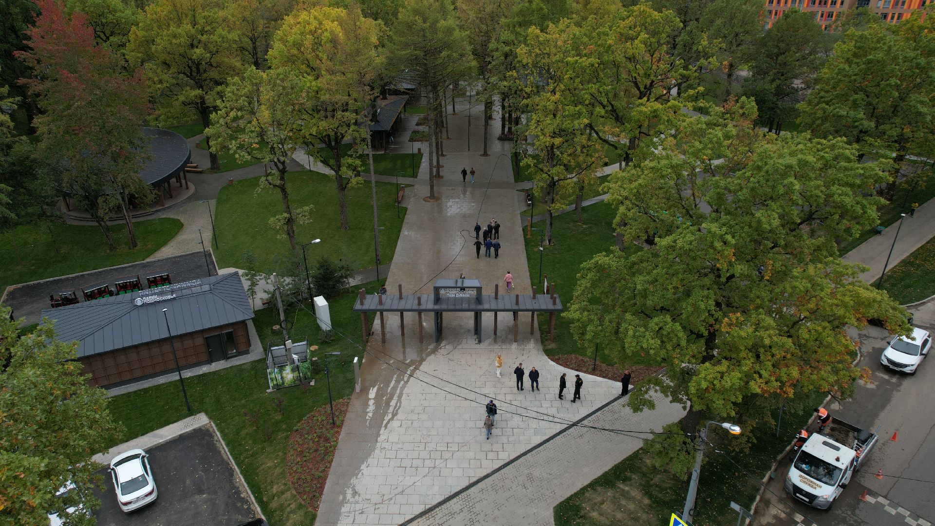 видео с коптера, лесопарк дубрава подольск, благоустройство парка подольск,
