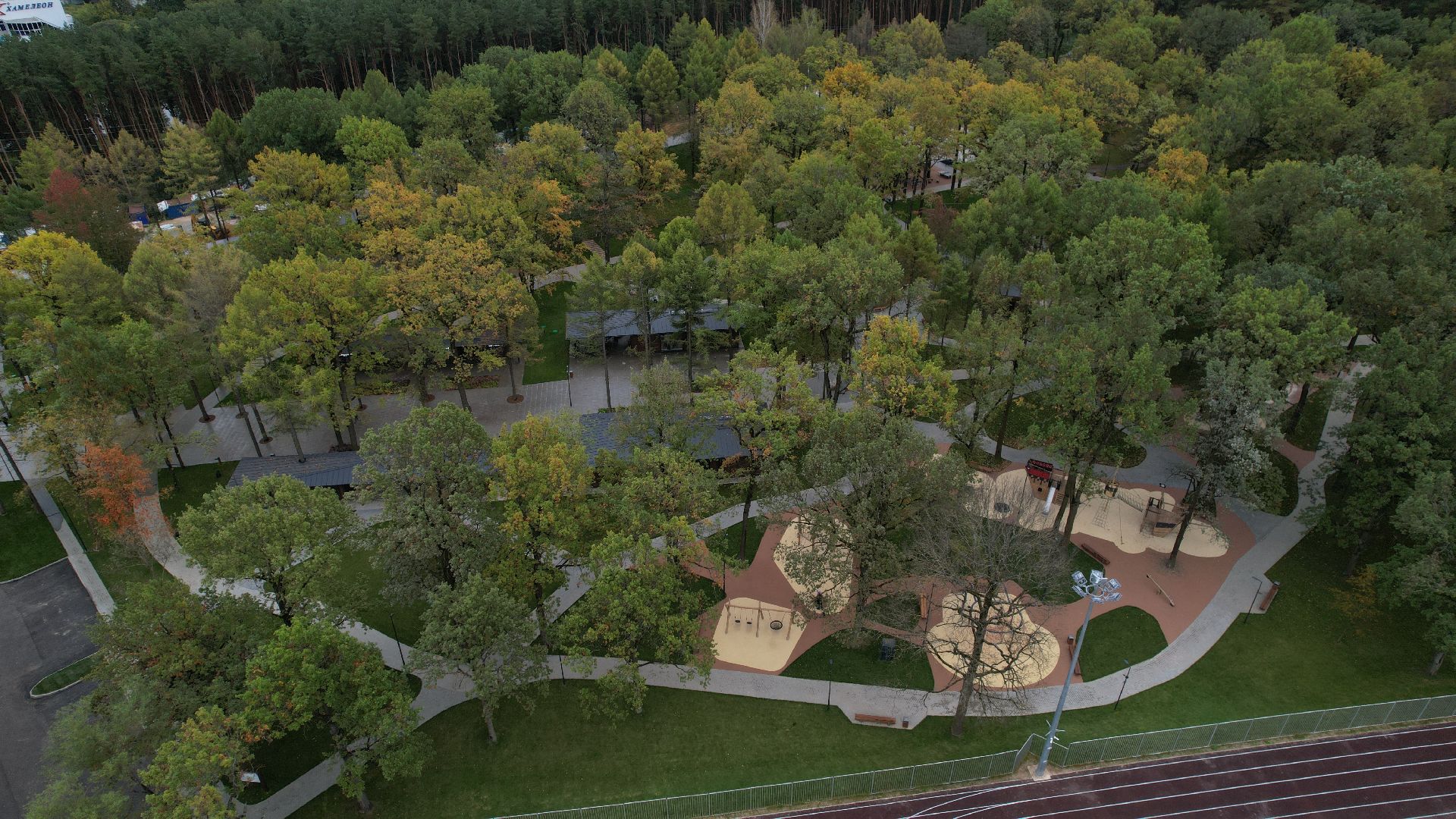 видео с коптера, лесопарк дубрава подольск, благоустройство парка подольск,