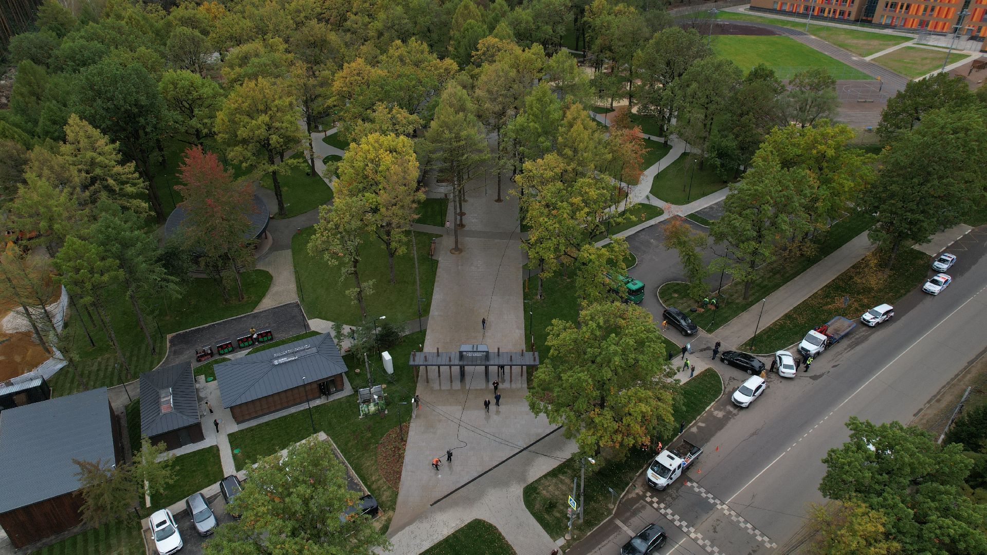 видео с коптера, лесопарк дубрава подольск, благоустройство парка подольск,
