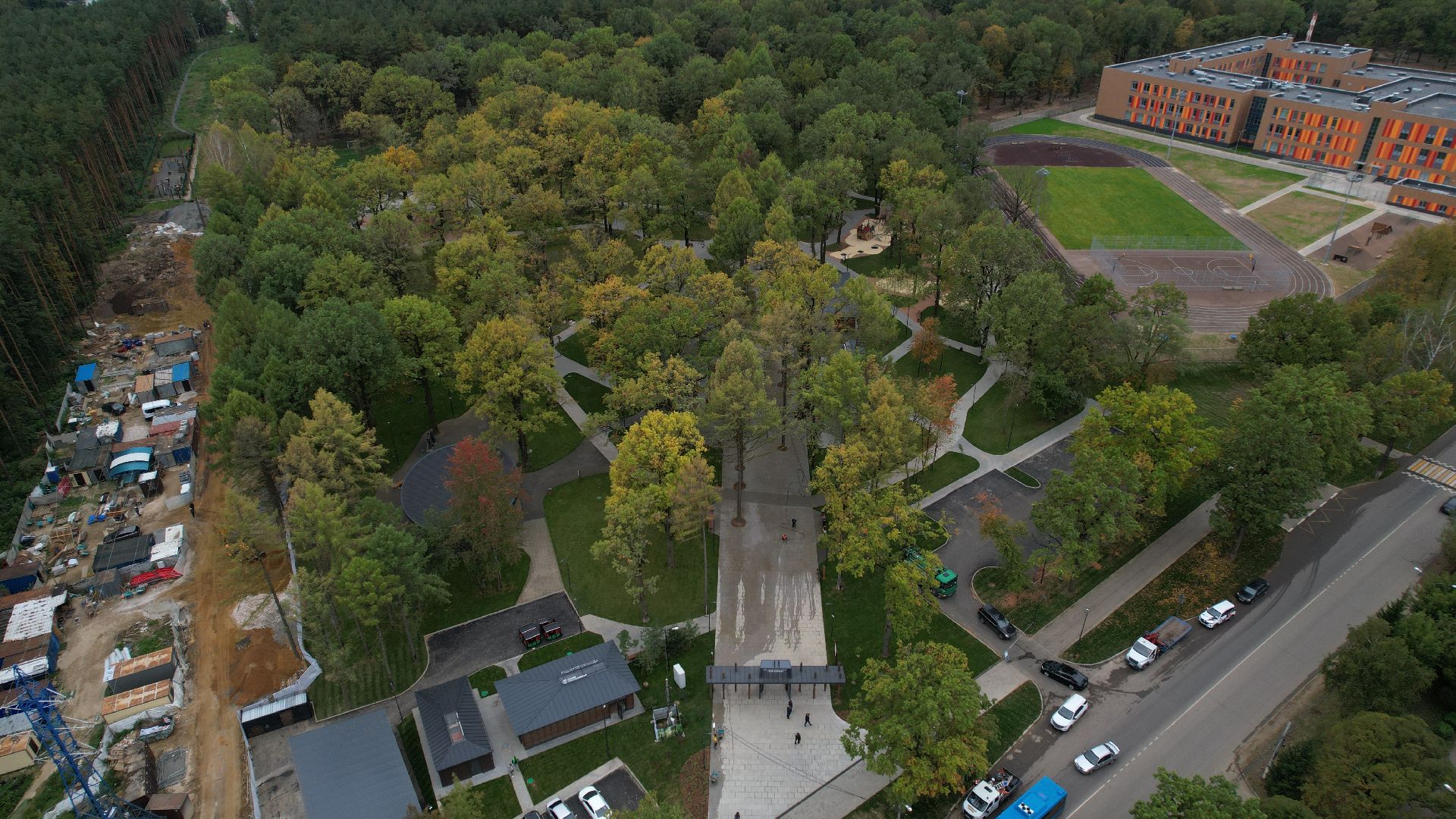 видео с коптера, лесопарк дубрава подольск, благоустройство парка подольск,