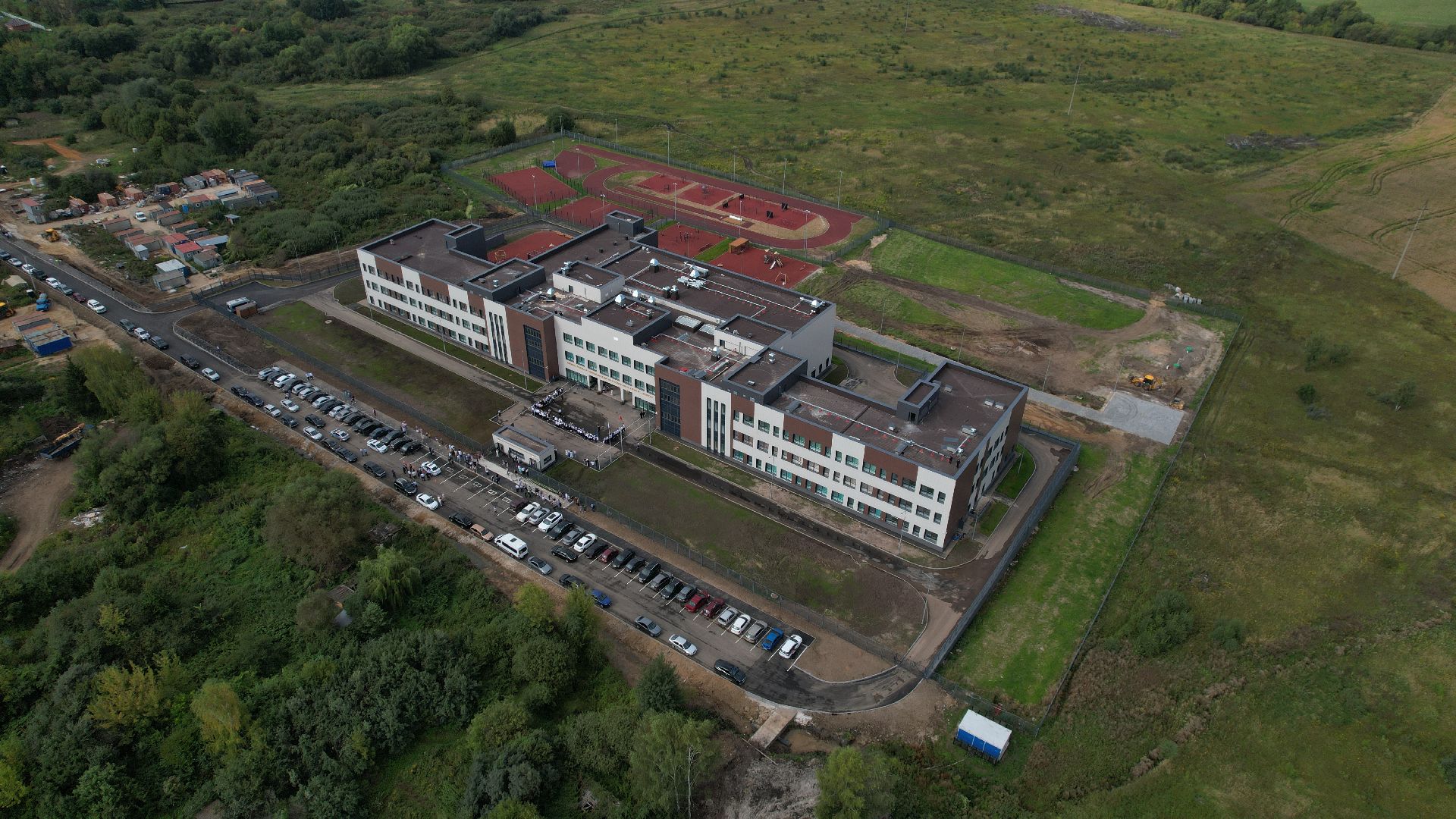 видео с коптера, школа в зарайске,