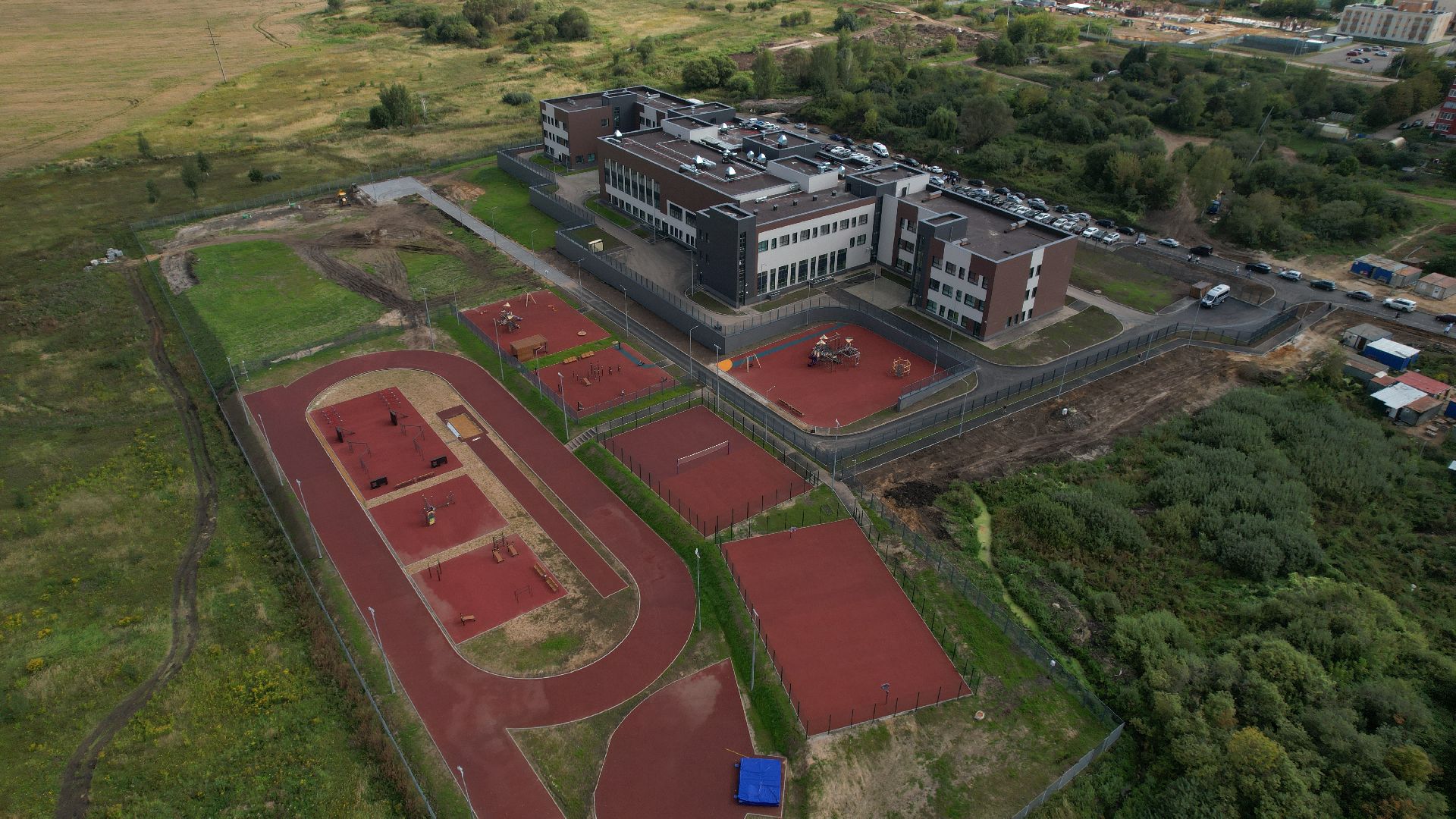 видео с коптера, школа в зарайске,